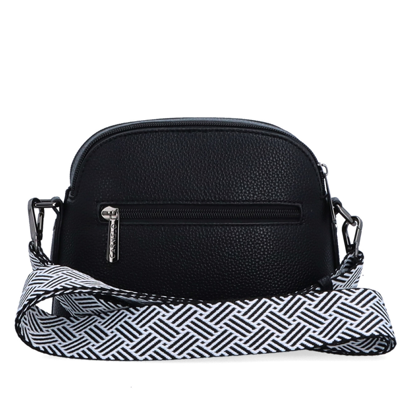 Malá crossbody kabelka s širokým popruhem Carmelo materiál syntetická kůže zapínání na zip barva černá velikost malá 4355 C Zezadu
