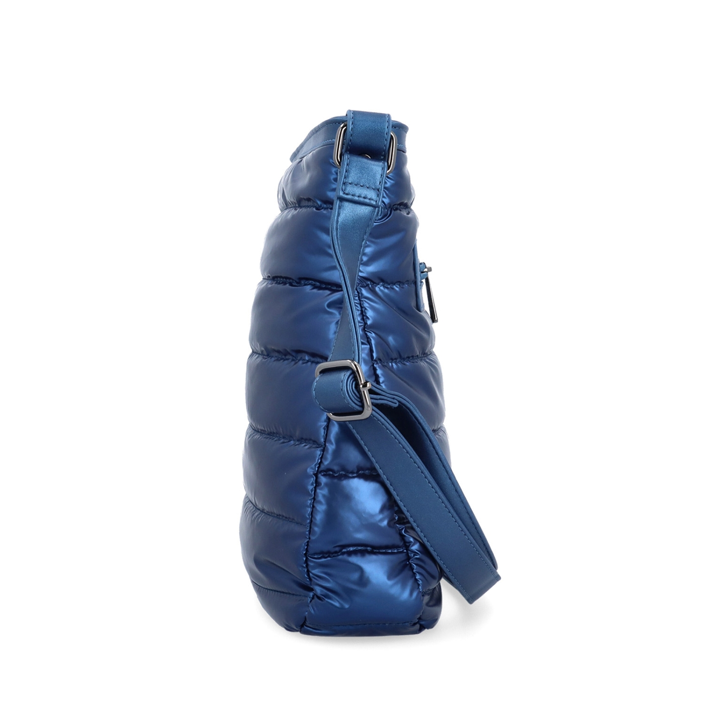 Moderní dámská kabelka z nadýchaného nylonu Carmelo materiál nylon zapínání na zip barva modrá velikost střední 4382 M Z boku