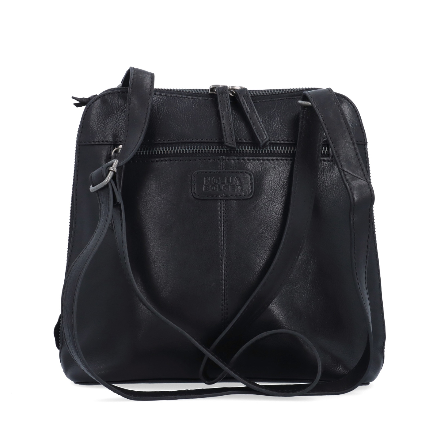 Elegantní kožená crossbody kabelka s přívěskem Noelia Bolger materiál kůže zapínání na zip barva černá velikost malá NB 3107 C Zezadu