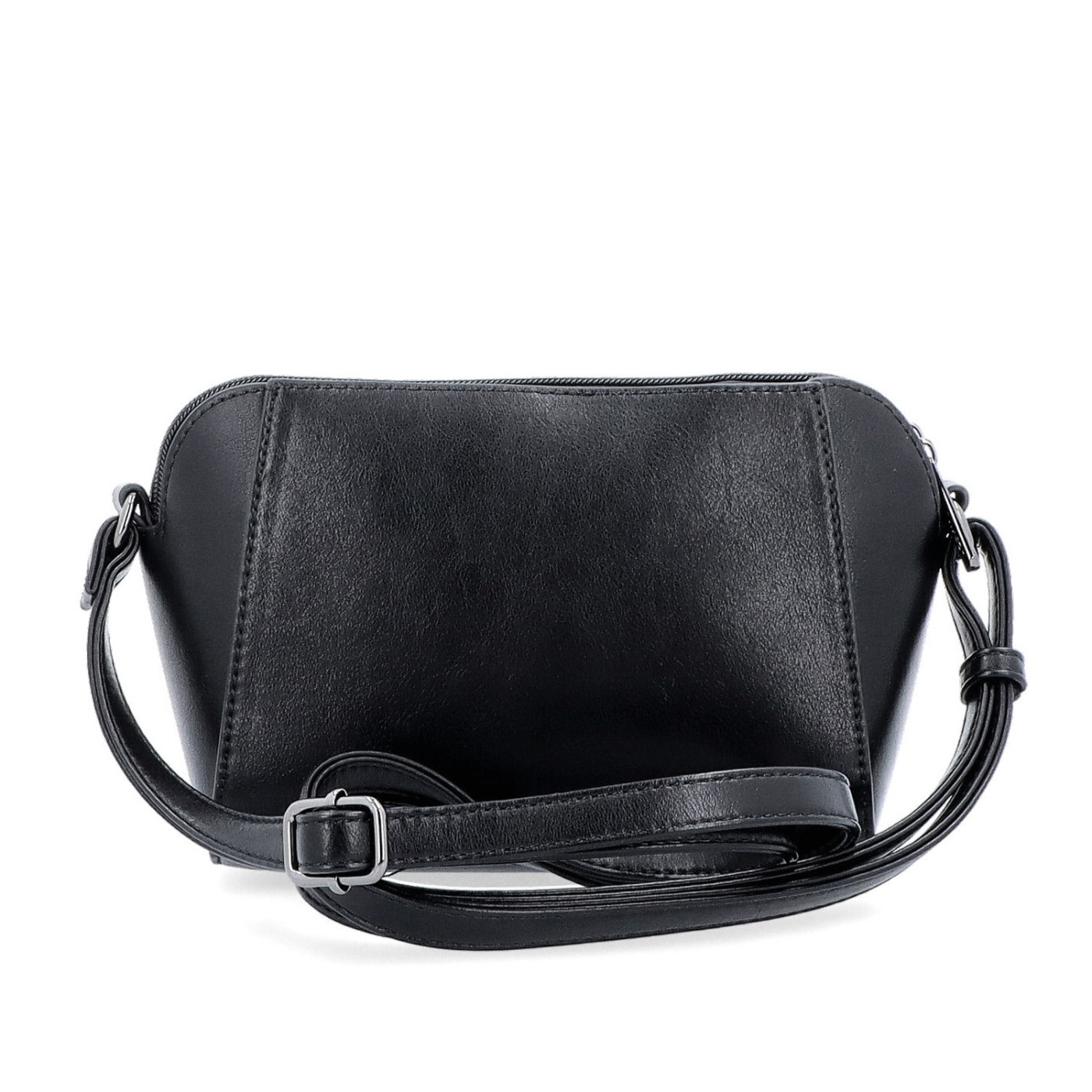 Menší crossbody kabelka se dvěma kapsami LeSands materiál syntetická kůže zapínání na zip barva černá velikost malá 7716 C Zezadu