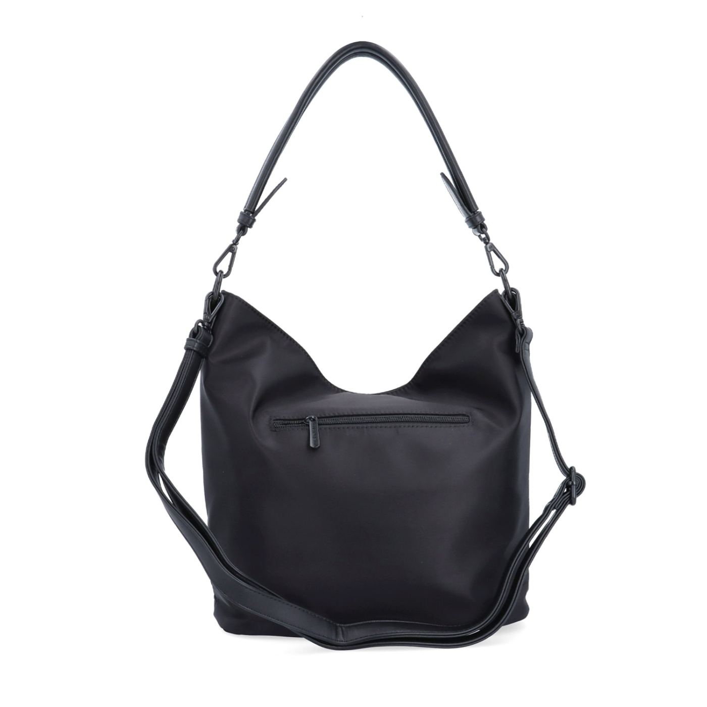 Elegantní dámská kabelka se dvěma popruhy Carmelo materiál nylon zapínání na zip barva černá velikost střední 6603 C Zezadu