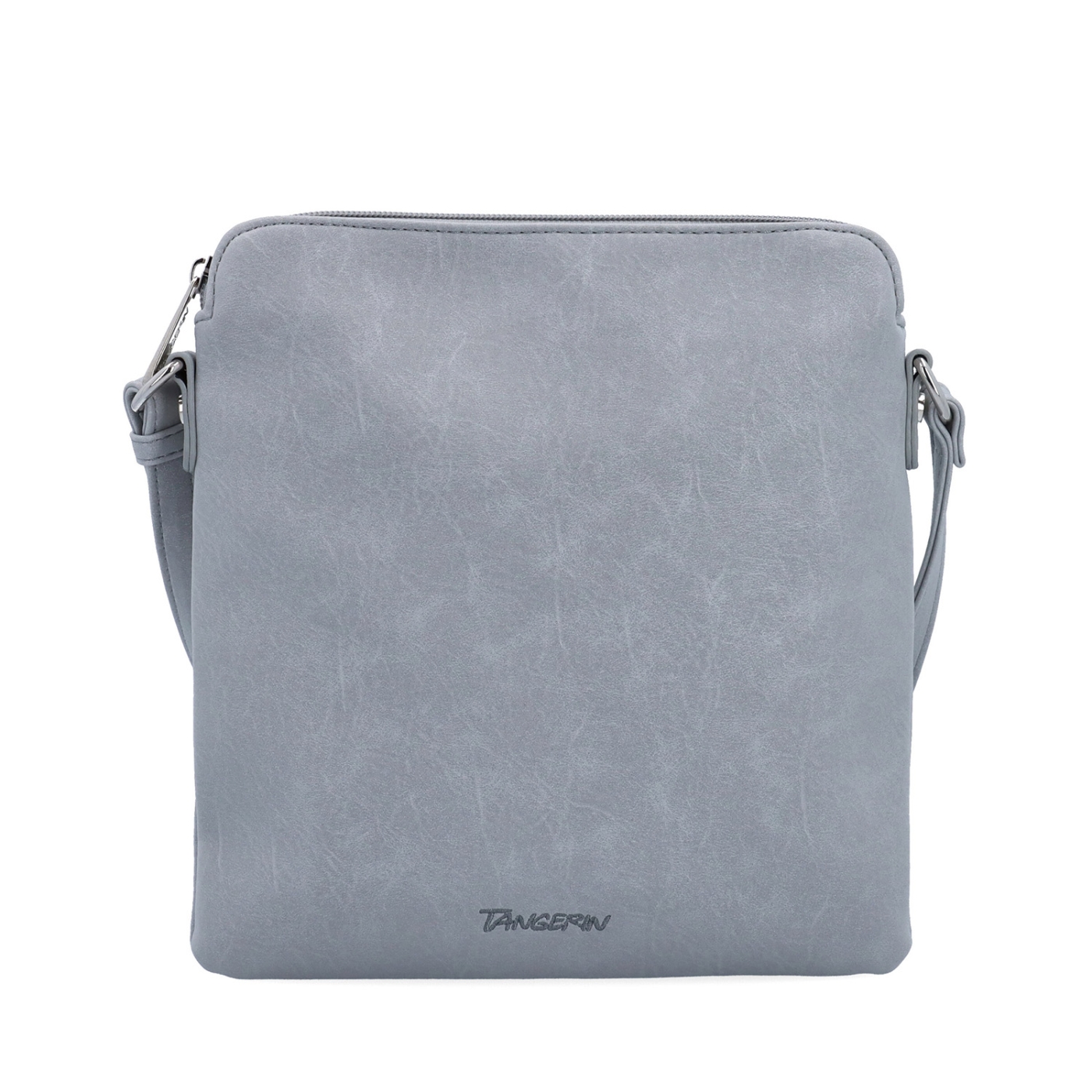 Menší crossbody kabelka z hebkého materiálu Tangerin materiál syntetická kůže zapínání na zip barva šedá velikost malá 7017 SS Zepředu
