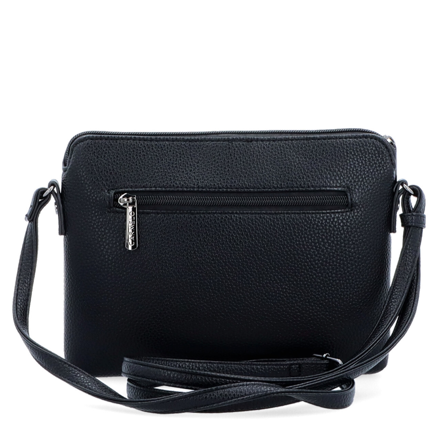 Minimalistická crossbody syntetická kabelka Carmelo materiál syntetická kůže zapínání na zip barva černá velikost malá 4333 C Zezadu