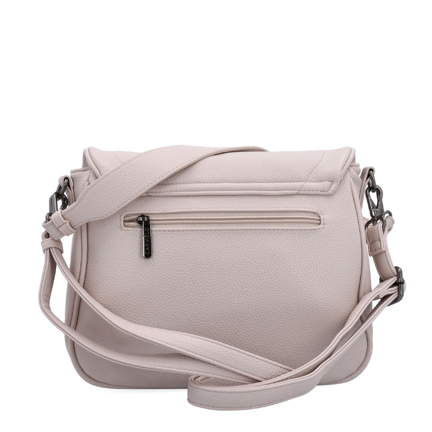 Dámská crossbody kabelka s jemnou strukturou Carmelo materiál syntetická kůže zapínání s klopou barva růžová velikost střední 4361 LI Zezadu