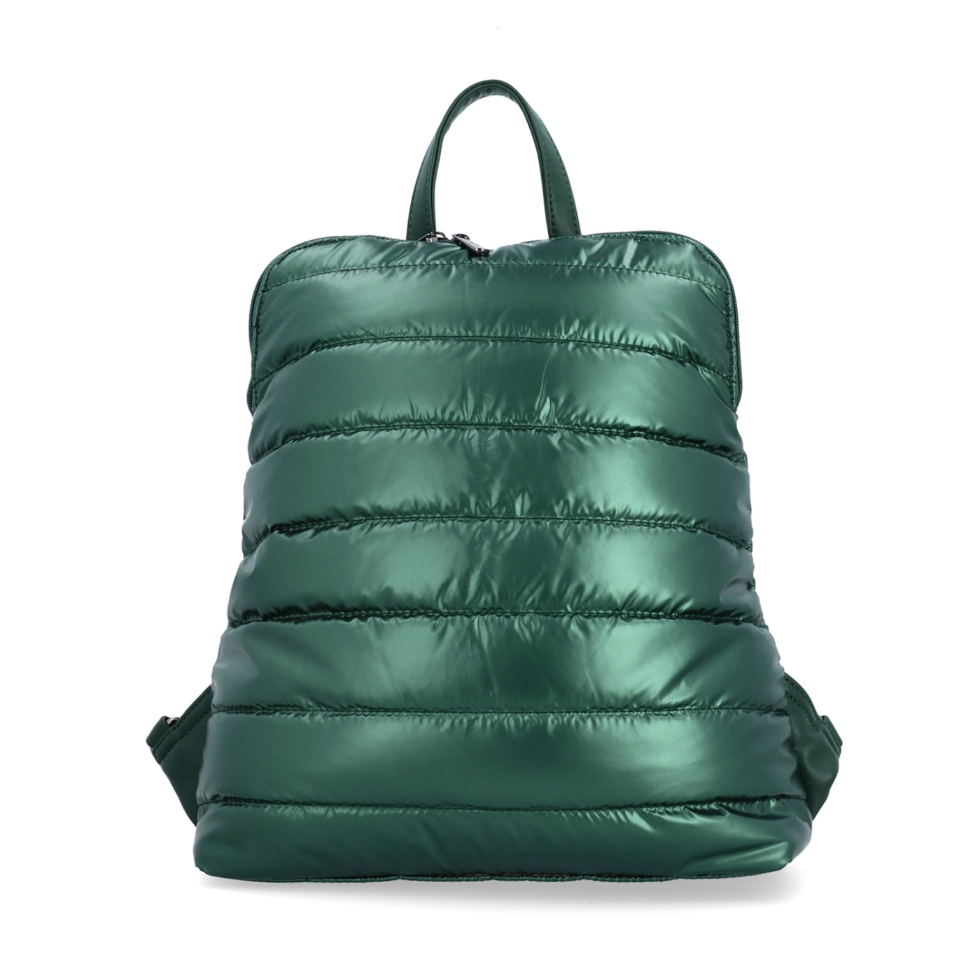 Prošívaný batoh z nadýchaného nylonu Carmelo materiál nylon zapínání na zip barva zelená velikost střední 4384 ZE Zepředu