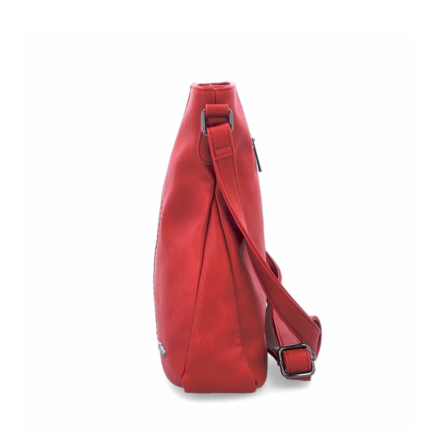 Crossbody kabelka s jednoduchým prošíváním Tangerin materiál syntetická kůže zapínání na zip barva červená velikost střední 8003 CV Z boku