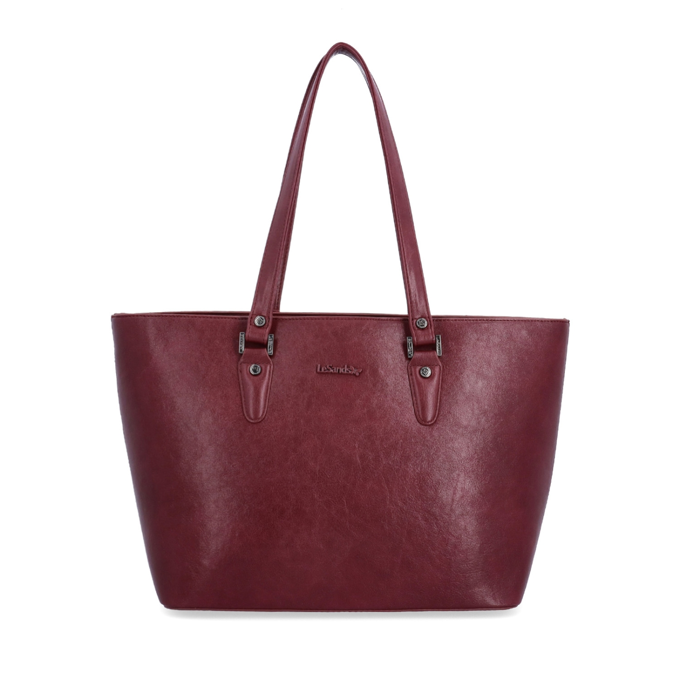 Prostorná shopper kabelka s čistým designem Le Sands materiál syntetická kůže zapínání na zip barva vínová velikost velká 7719 BO Zepředu