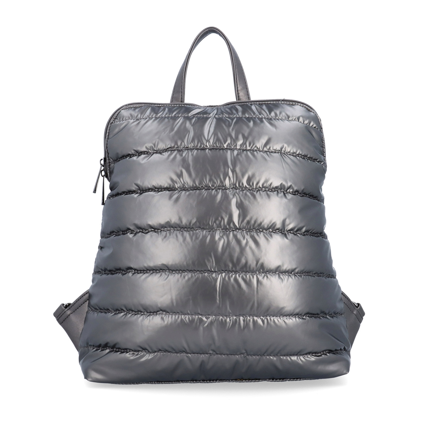 Prošívaný batoh z nadýchaného nylonu Carmelo materiál nylon zapínání na zip barva metalická velikost střední 4384 TI Zepředu