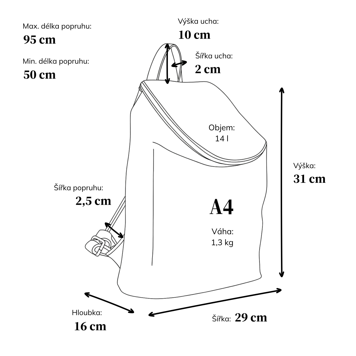 Slaměný batoh do města Carmelo materiál syntetická kůže zapínání na zip barva šedá velikost střední 4311 ANT Rozměry