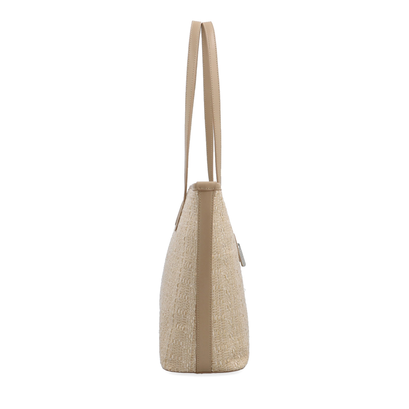 Lehká shopper kabelka ve straw stylu Le Sands materiál syntetická kůže zapínání na zip barva béžová velikost velká 4617 BE Z boku