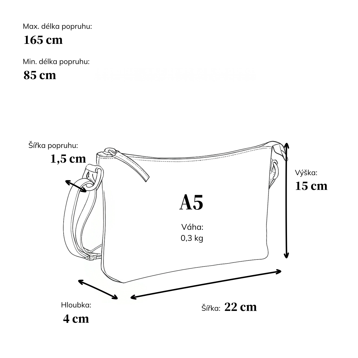 Kožená crossbody s čistými liniemi Noelia Bolger materiál kůže zapínání na zip barva černá velikost malá NB 2414 C Rozměry