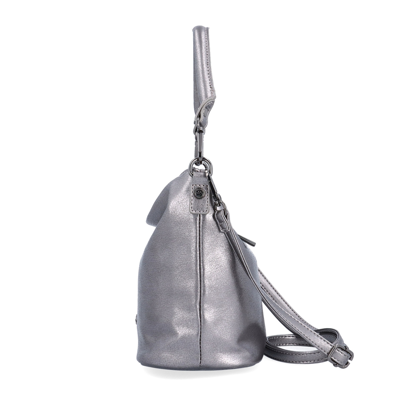 Elegantní kabelka s jemným leskem a praktickým tvarem Le Sands materiál syntetická kůže zapínání na zip barva metalická velikost malá 4368 TI Z boku