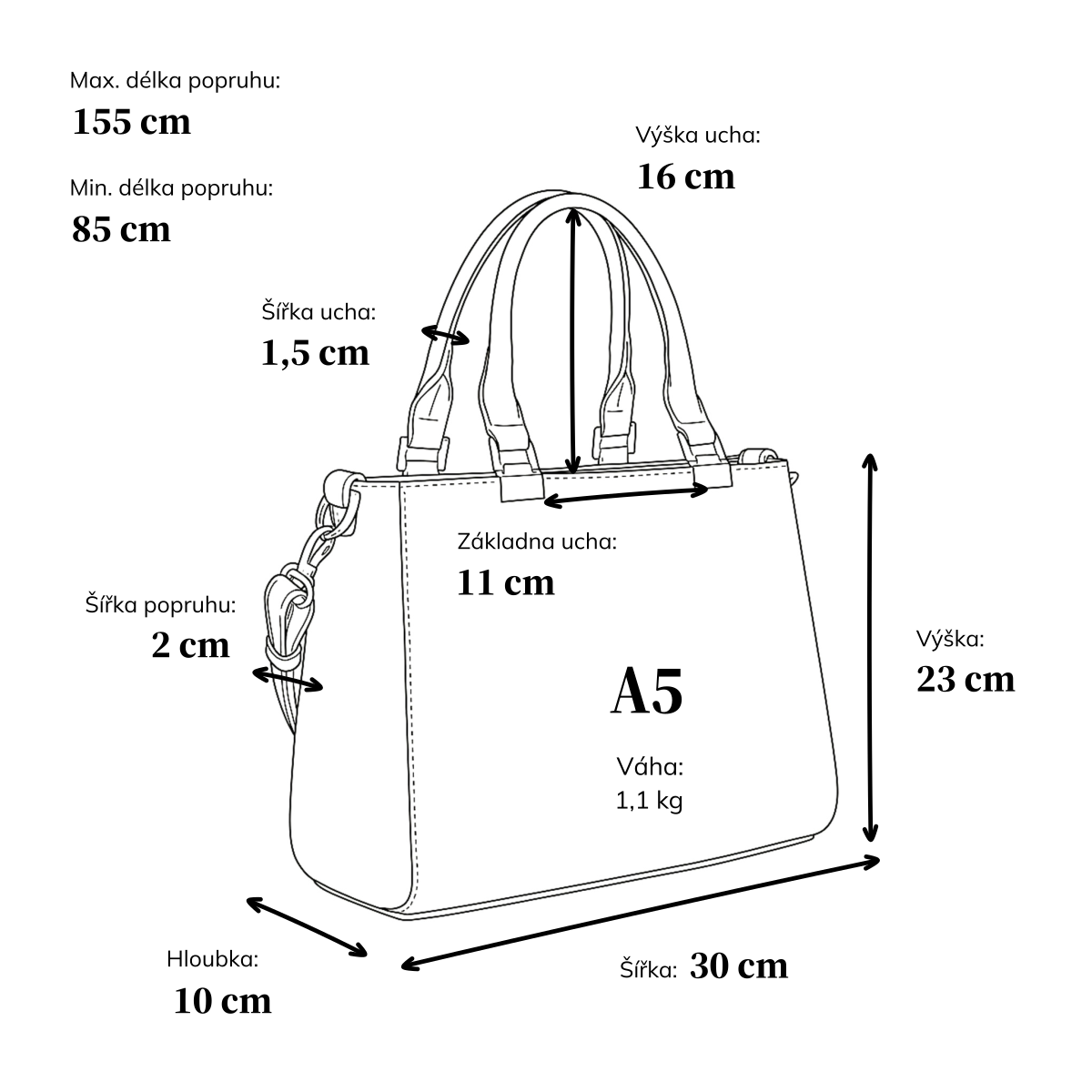 Elegantní business kabelka do ruky Le Sands materiál syntetická kůže zapínání na zip barva černá velikost střední 7704 C Rozměry