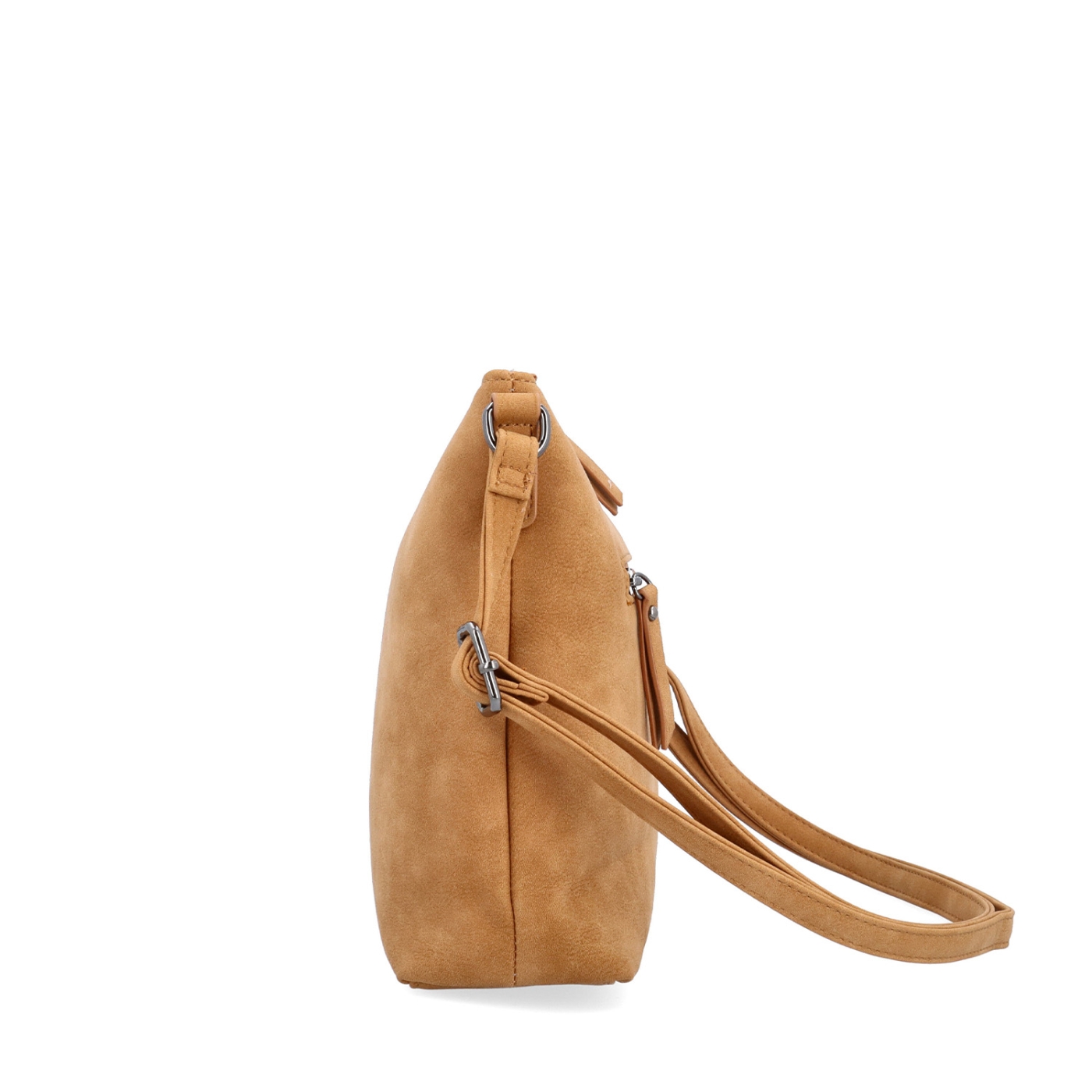 Dámská elegantní crossbody kabelka Tangerin materiál syntetická kůže zapínání na zip barva koňaková velikost malá 1110 CAM Z boku