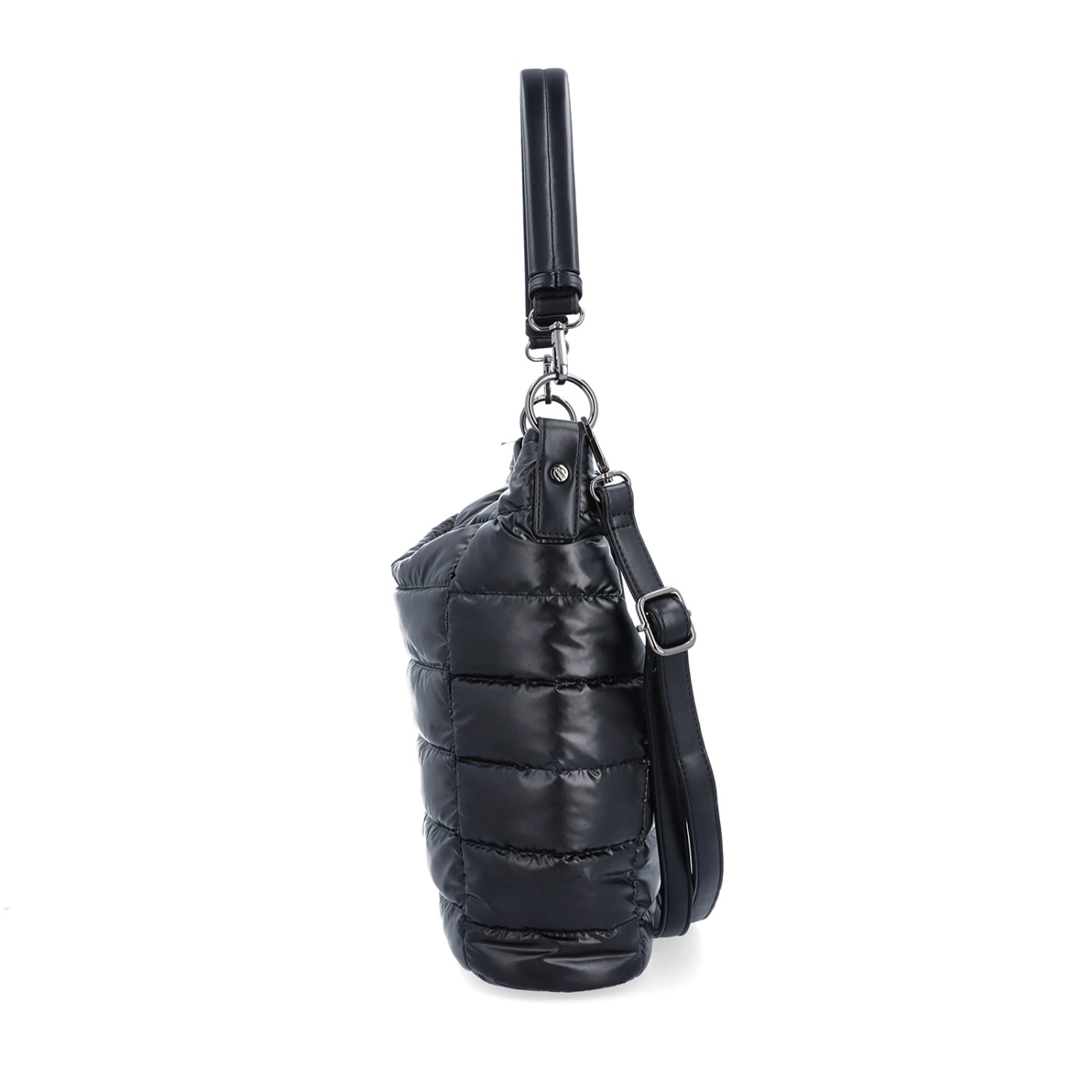 Měkká kabelka s prošíváním a elegantním nádechem Carmelo materiál nylon zapínání na zip barva černá velikost střední 4383 C Z boku