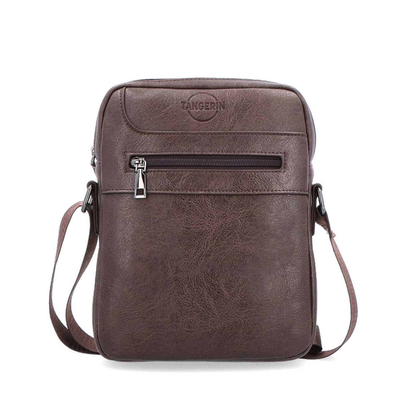 Crossbody taška přes rameno Tangerin materiál syntetická kůže zapínání na zip barva hnědá velikost střední 2324 H Zepředu