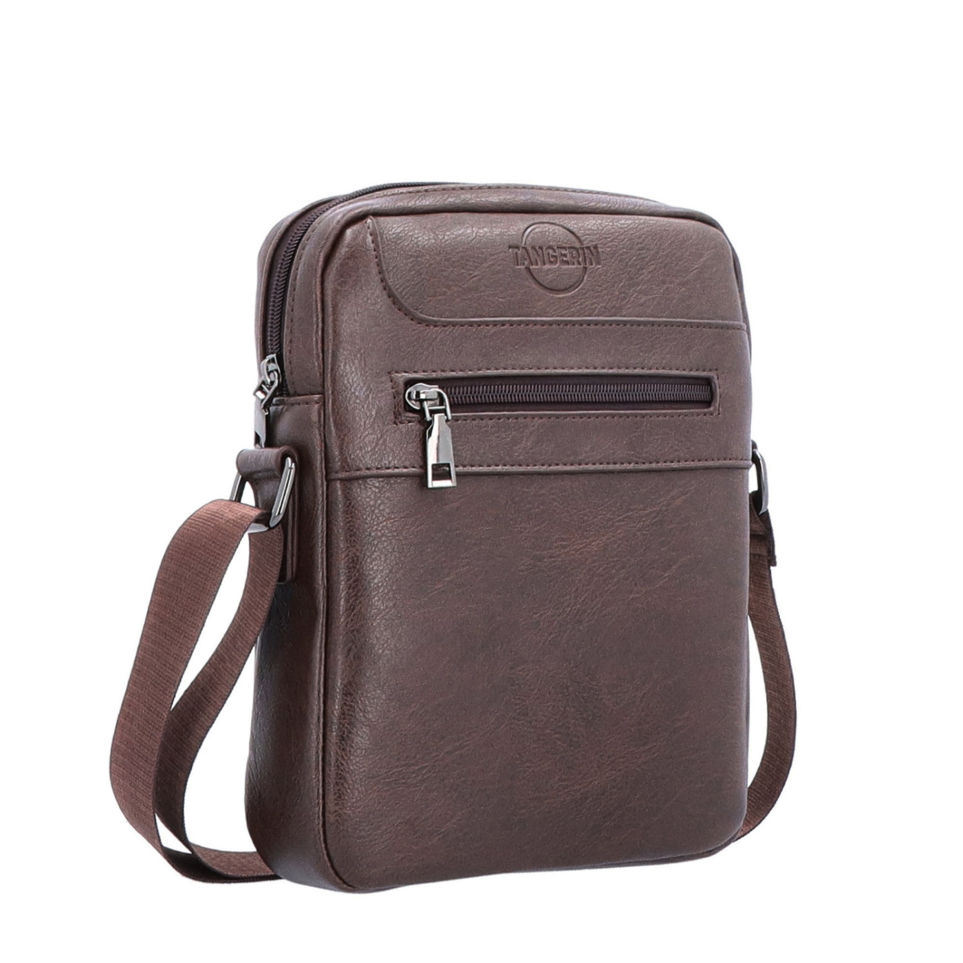 Crossbody taška přes rameno Tangerin materiál syntetická kůže zapínání na zip barva hnědá velikost střední 2324 H