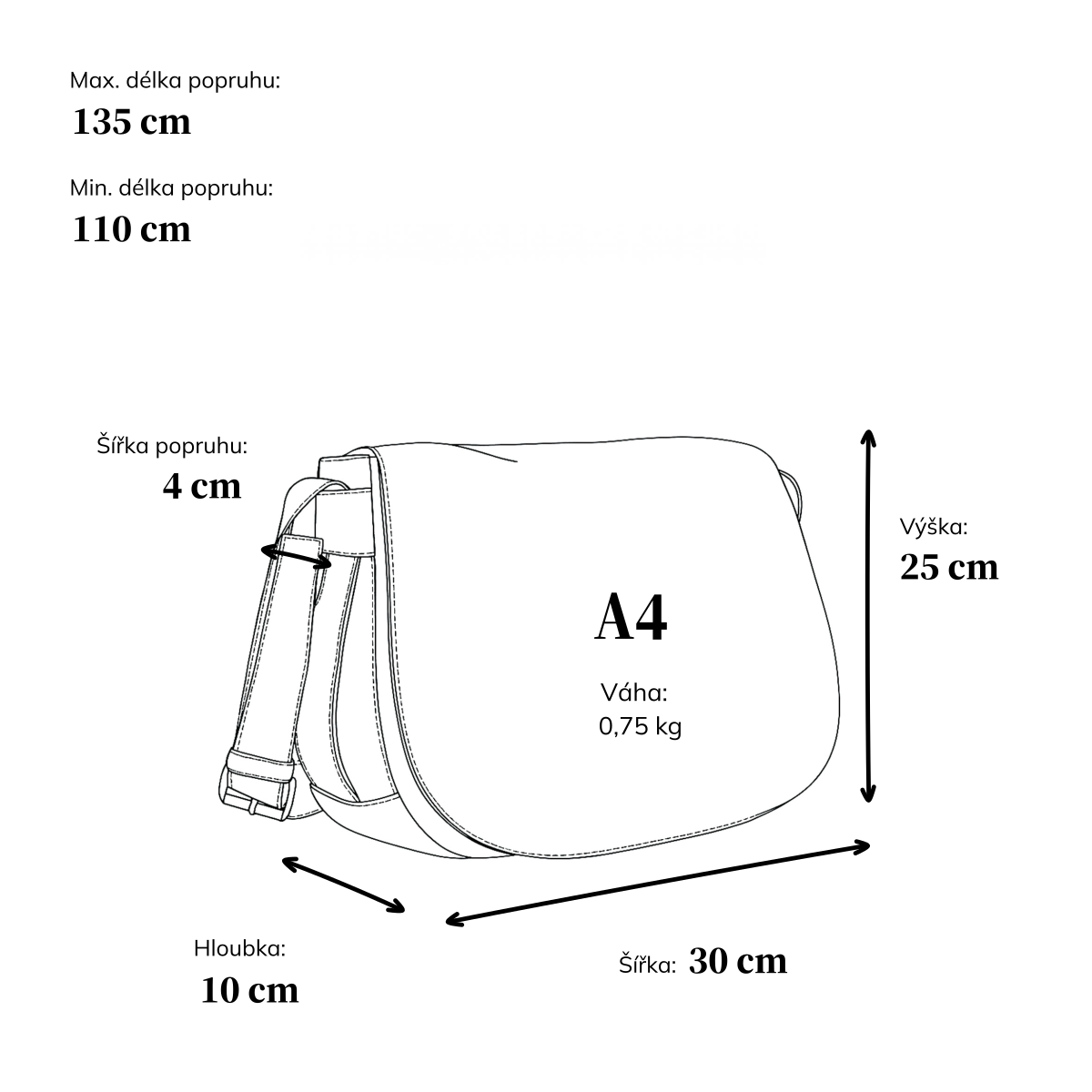 Elegantní dámská kabelka přes rameno s klopou Carmelo materiál syntetická kůže zapínání na zip barva černá velikost střední 4394 C Rozměry