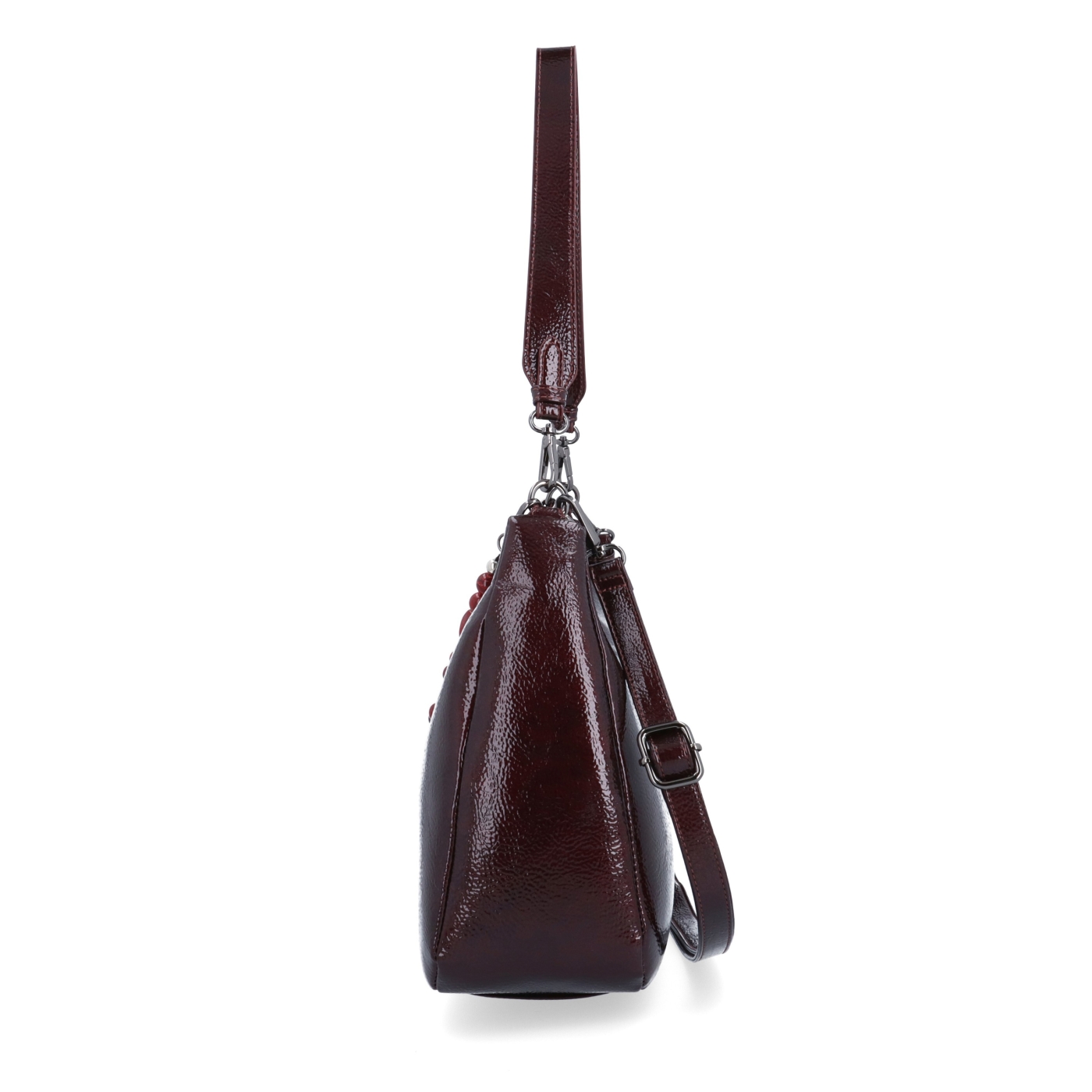 Kabelka přes rameno i crossbody s odepínacími popruhy Le Sands materiál syntetická kůže zapínání na zip barva vínová velikost střední 4637 BO Z boku