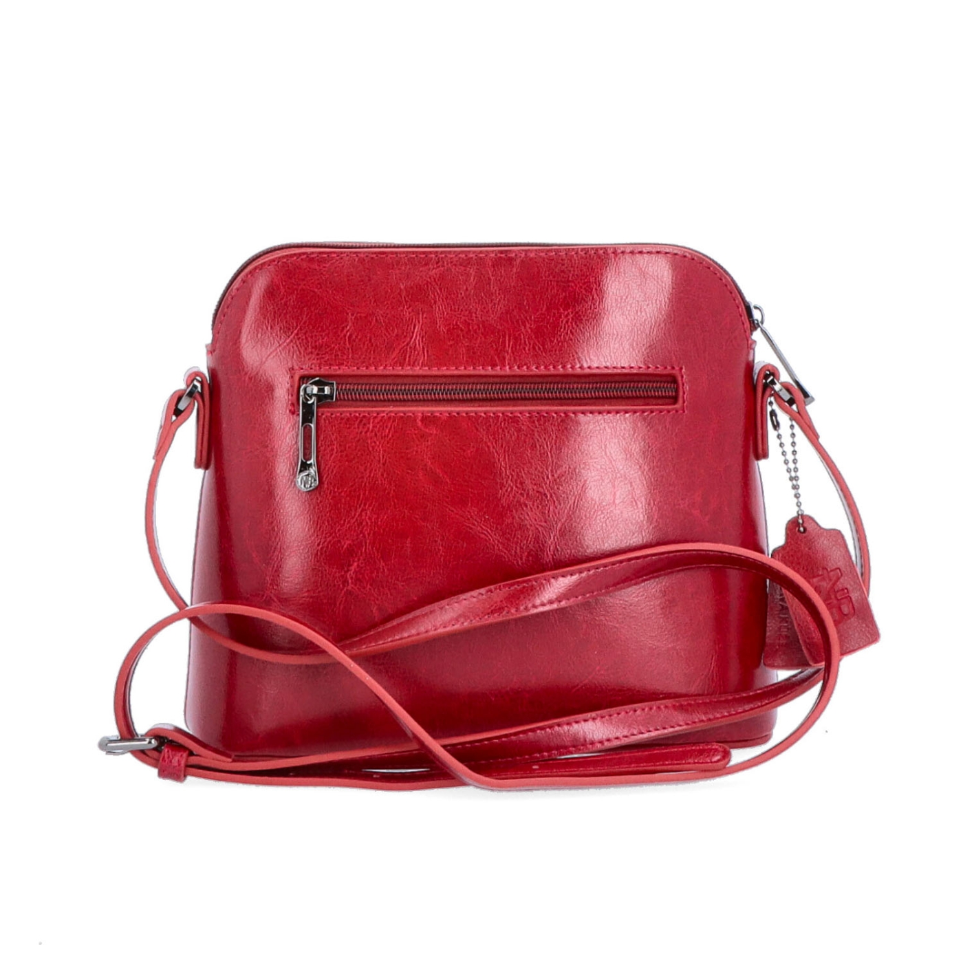 Elegantní kožená crossbody k šatům i saku Noelia Bolger materiál kůže zapínání na zip barva červená velikost malá NB 0078 TCV Zezadu
