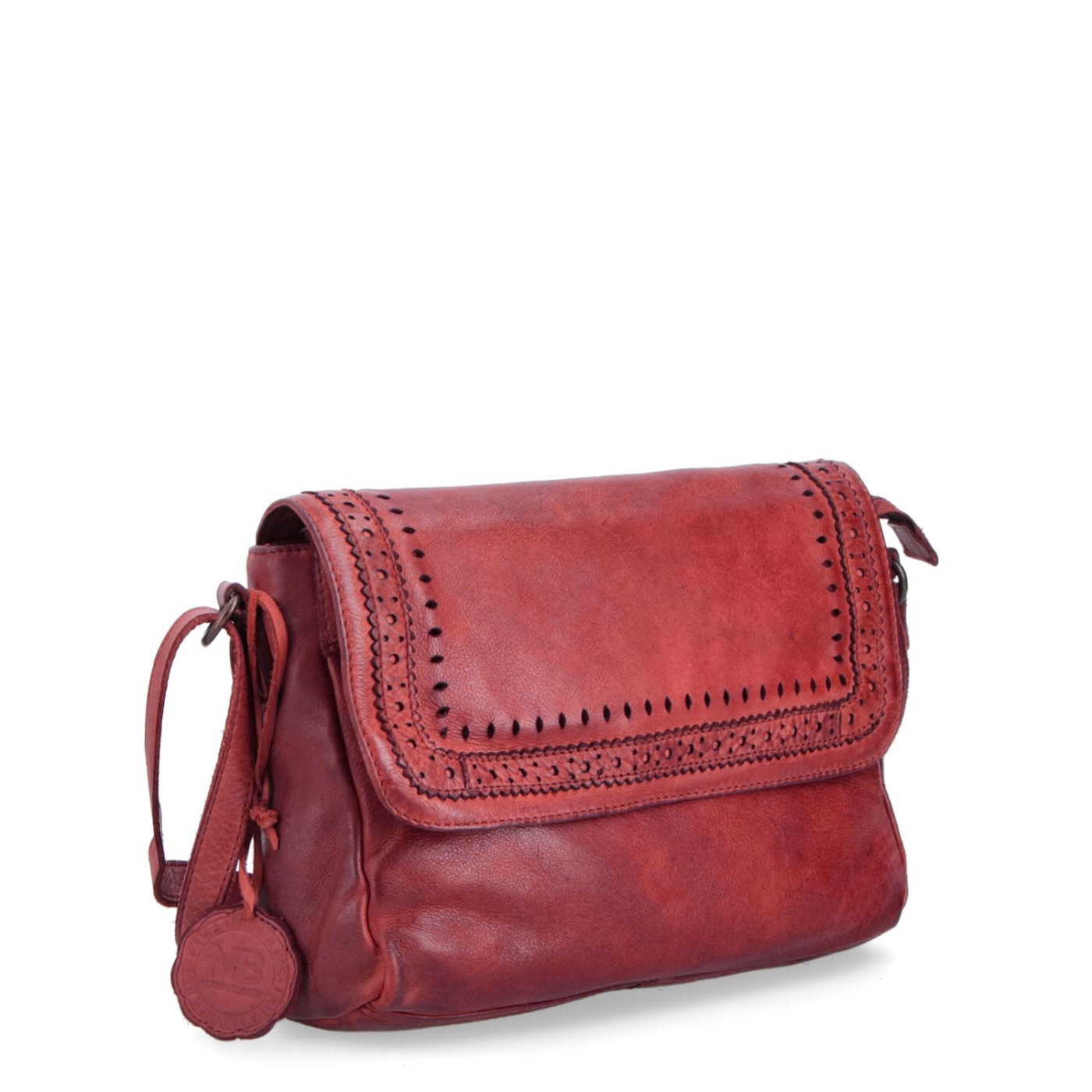 Designová kožená crossbody kabelka s klopou Noelia Bolger materiál kůže zapínání na zip barva červená velikost malá NB 2026 CV