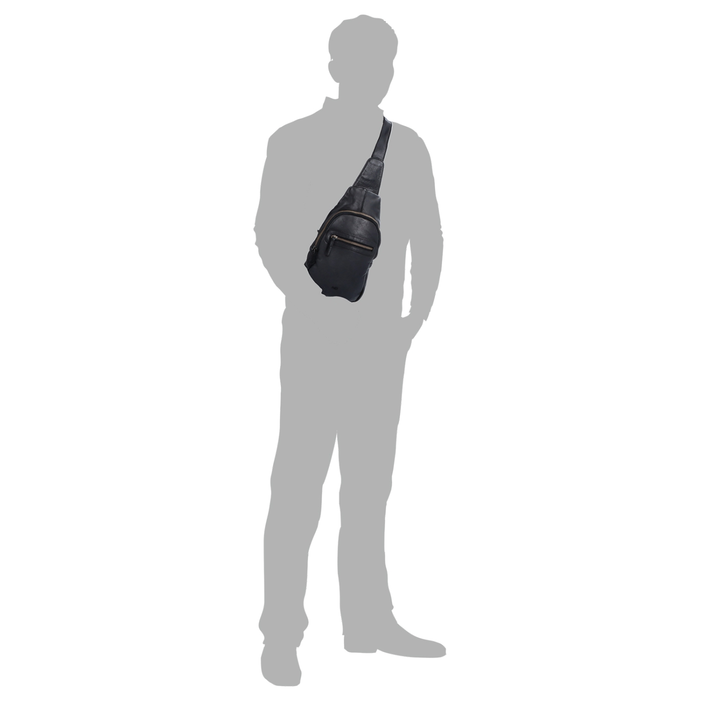 Kožený crossbody bodybag s variabilním nošením Noelia Bolger materiál kůže zapínání na zip barva černá velikost malá NB 2034 C Na postavě