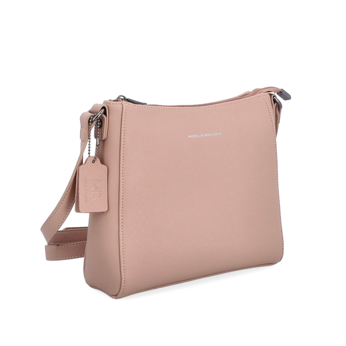 Kožená crossbody kabelka Noelia Bolger materiál kůže zapínání na zip barva nude velikost malá NB 0074 N