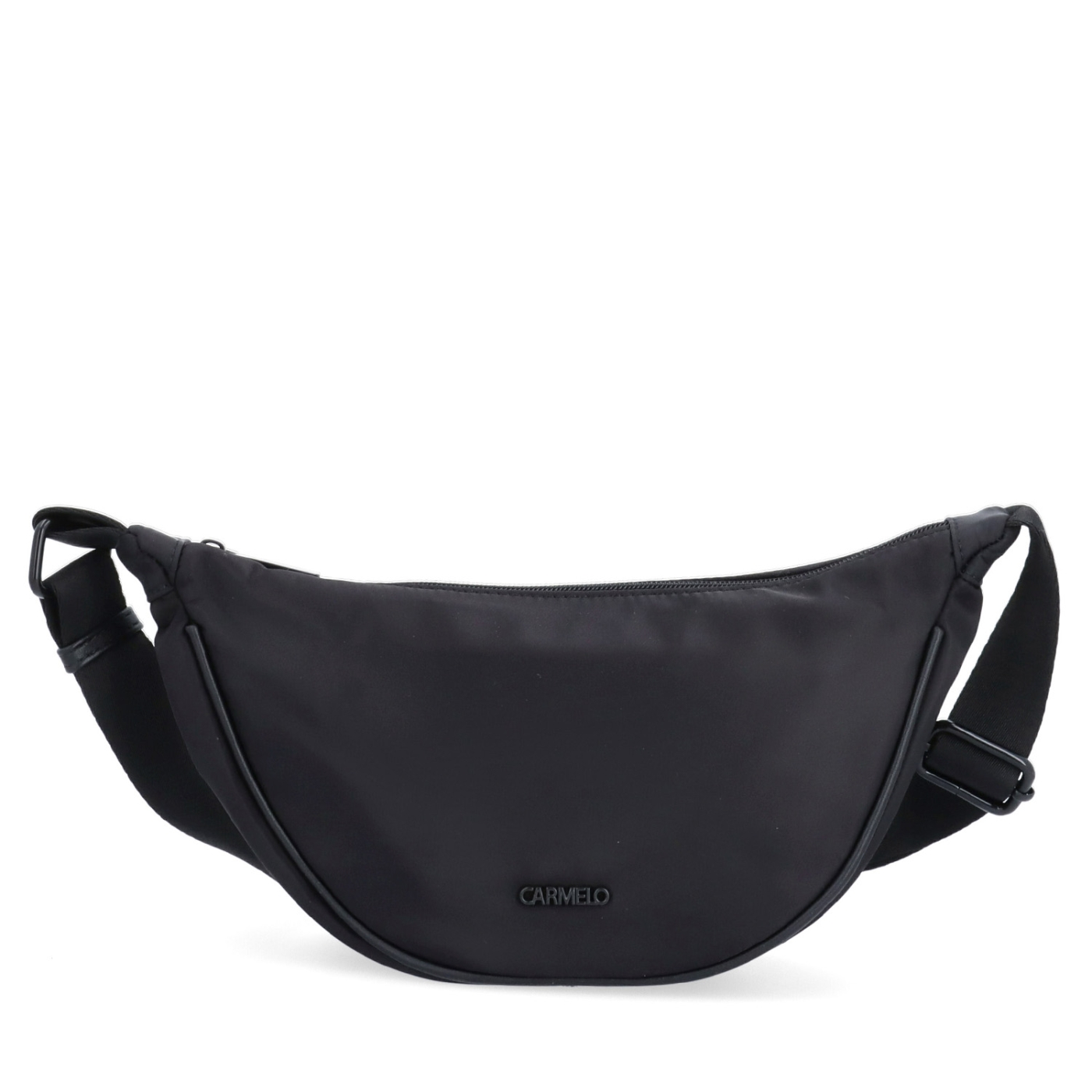 Malá nylonová kabelky typu moonbag Carmelo materiál nylon zapínání na zip barva černá velikost malá 6609 C Zepředu
