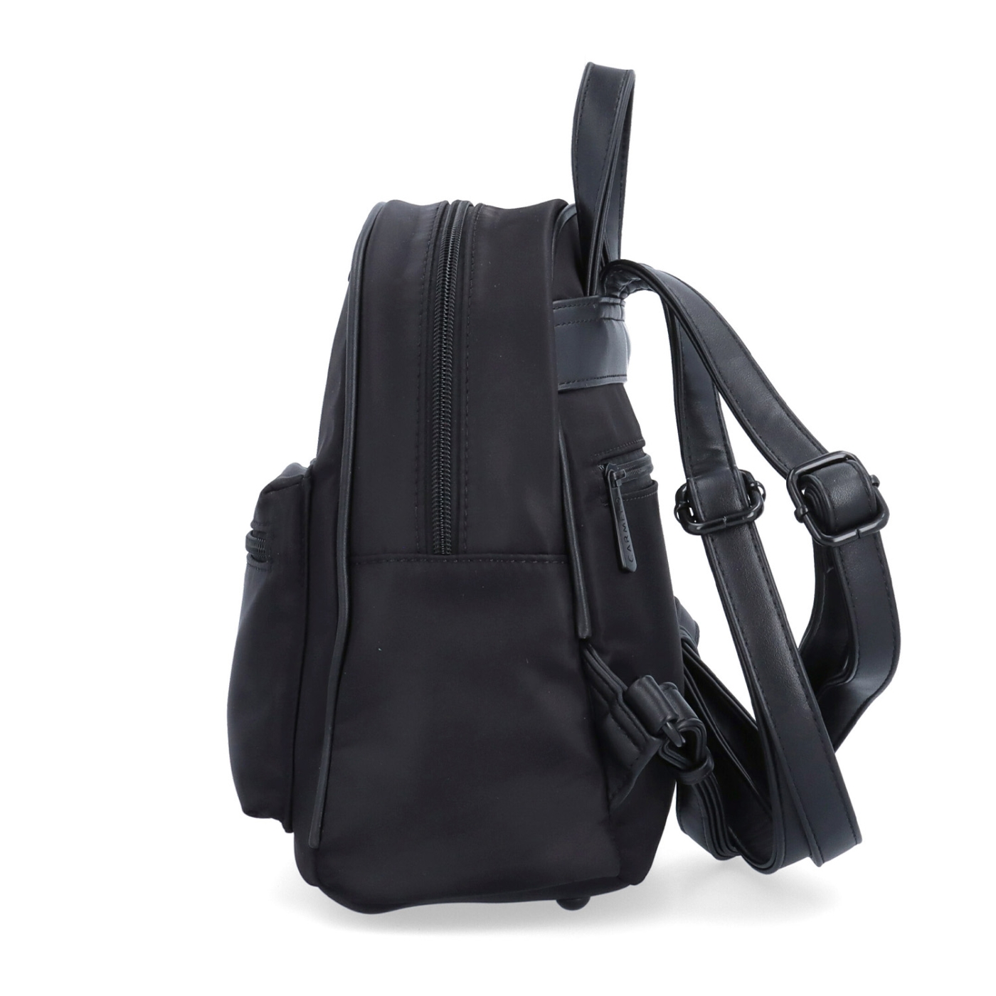 Malý nylonový batůžek pro ženy Carmelo materiál nylon zapínání na zip barva černá velikost malá 6604 C Z boku