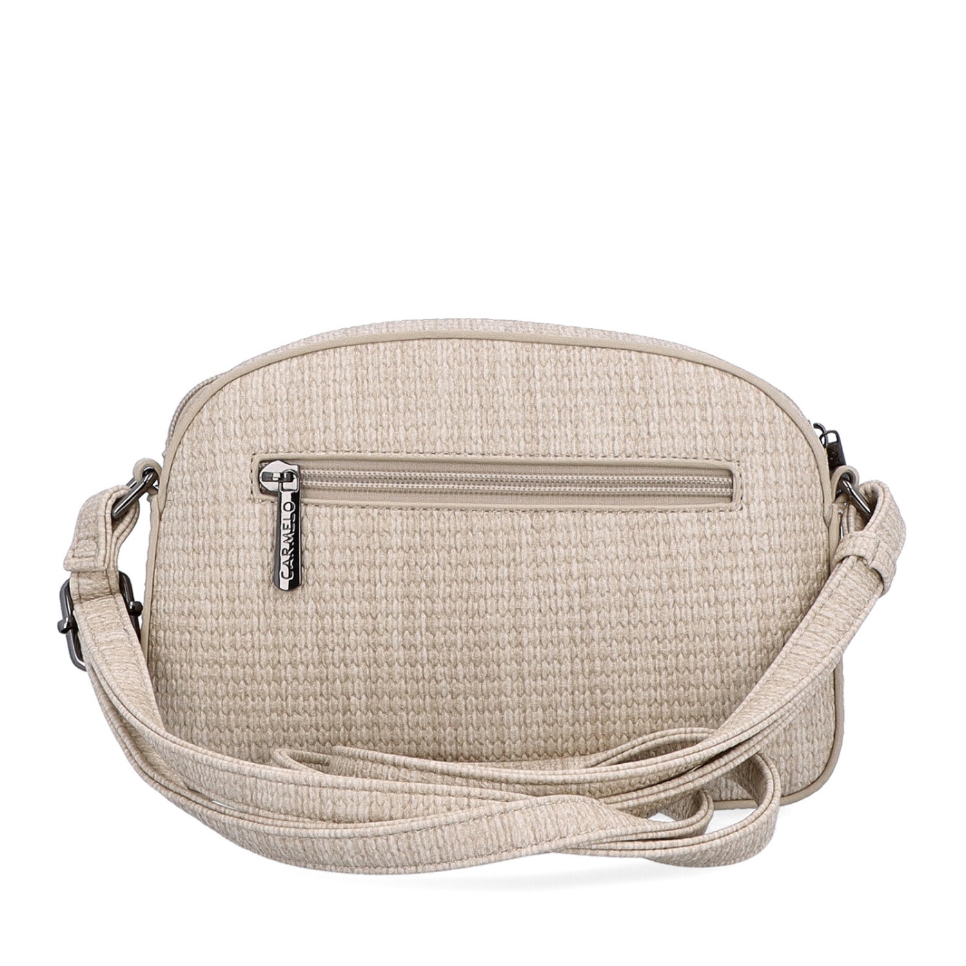 Stylová dámská kabelka s jemným vzorem Carmelo materiál syntetická kůže zapínání na zip barva béžová velikost malá 4335 BE Zezadu