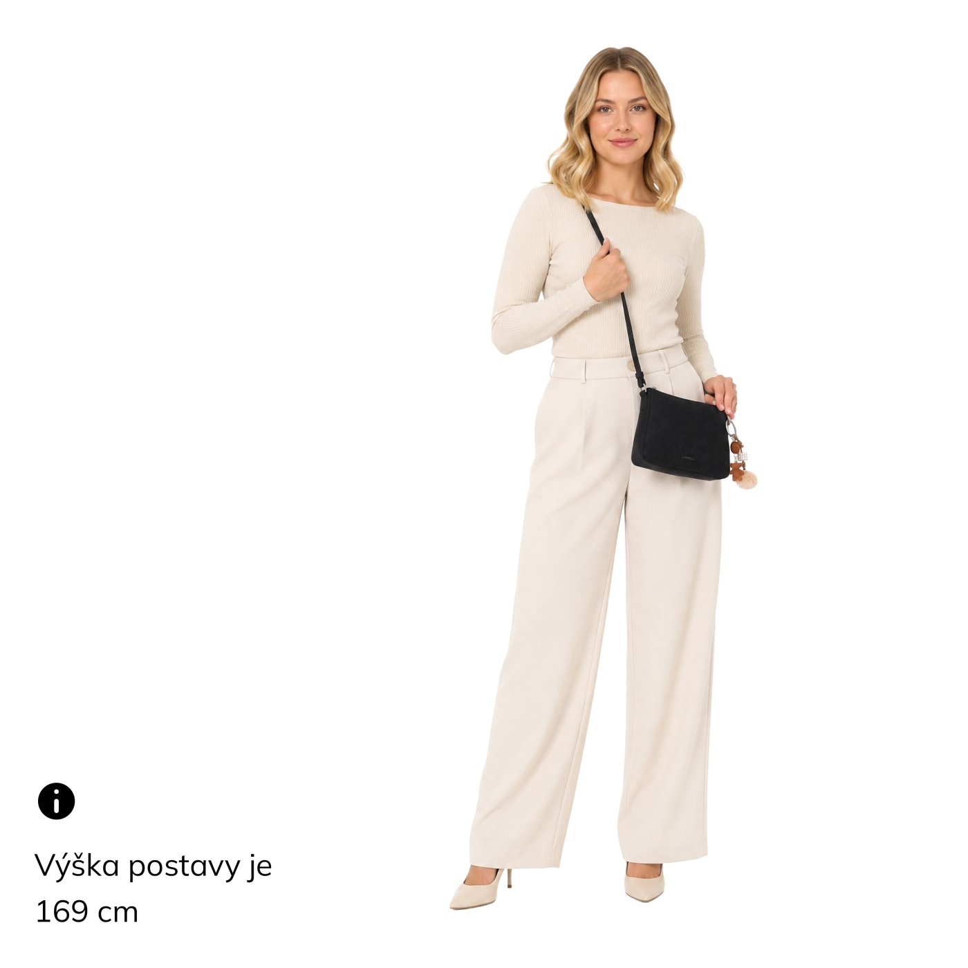 Elegantní malá crossbody kabelka Carmelo materiál syntetická kůže zapínání na zip barva hnědá velikost malá 4666 TH Na postavě