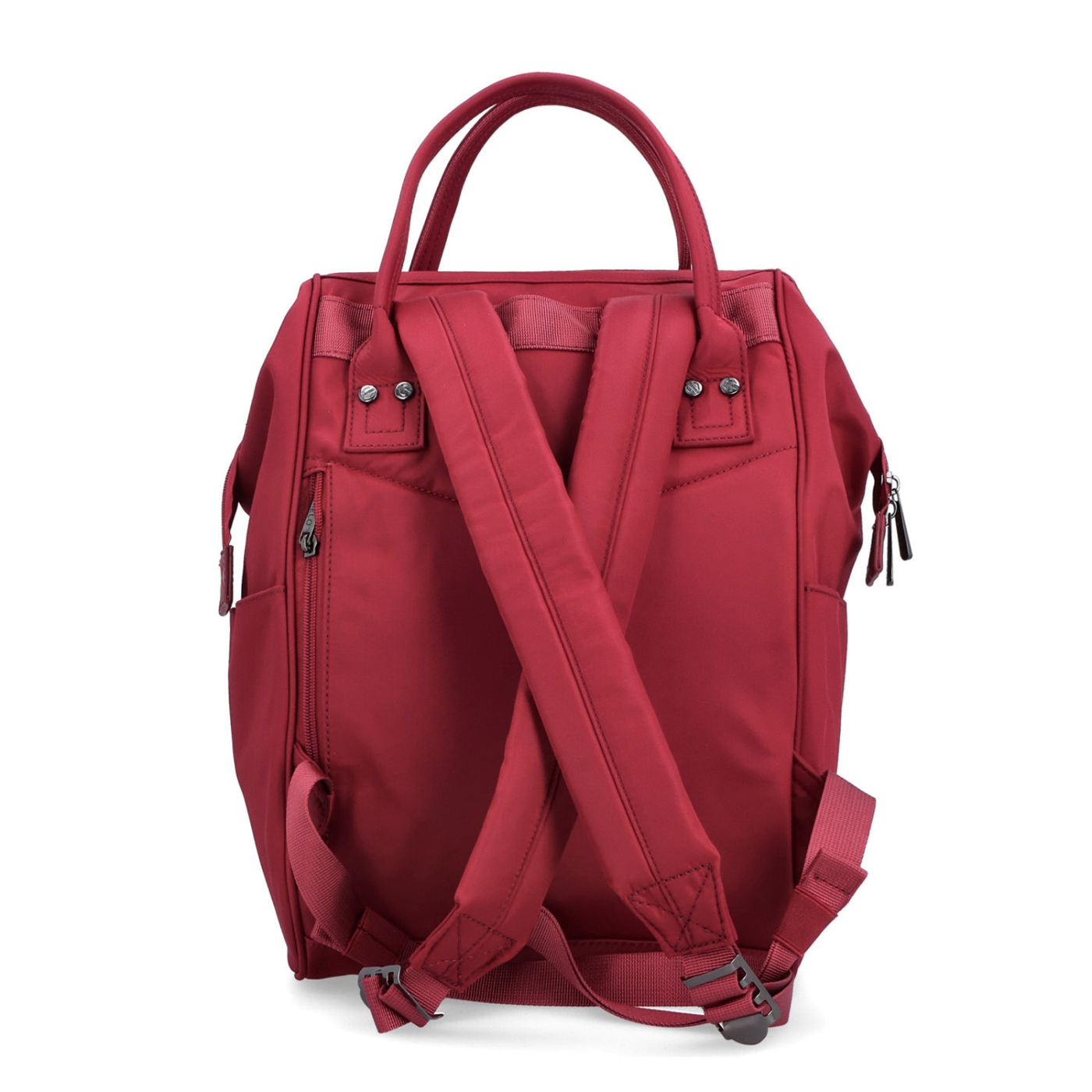 Velký praktický batoh značky Carmelo Carmelo materiál nylon zapínání na zip barva červená velikost velká 4319 TCV Zezadu