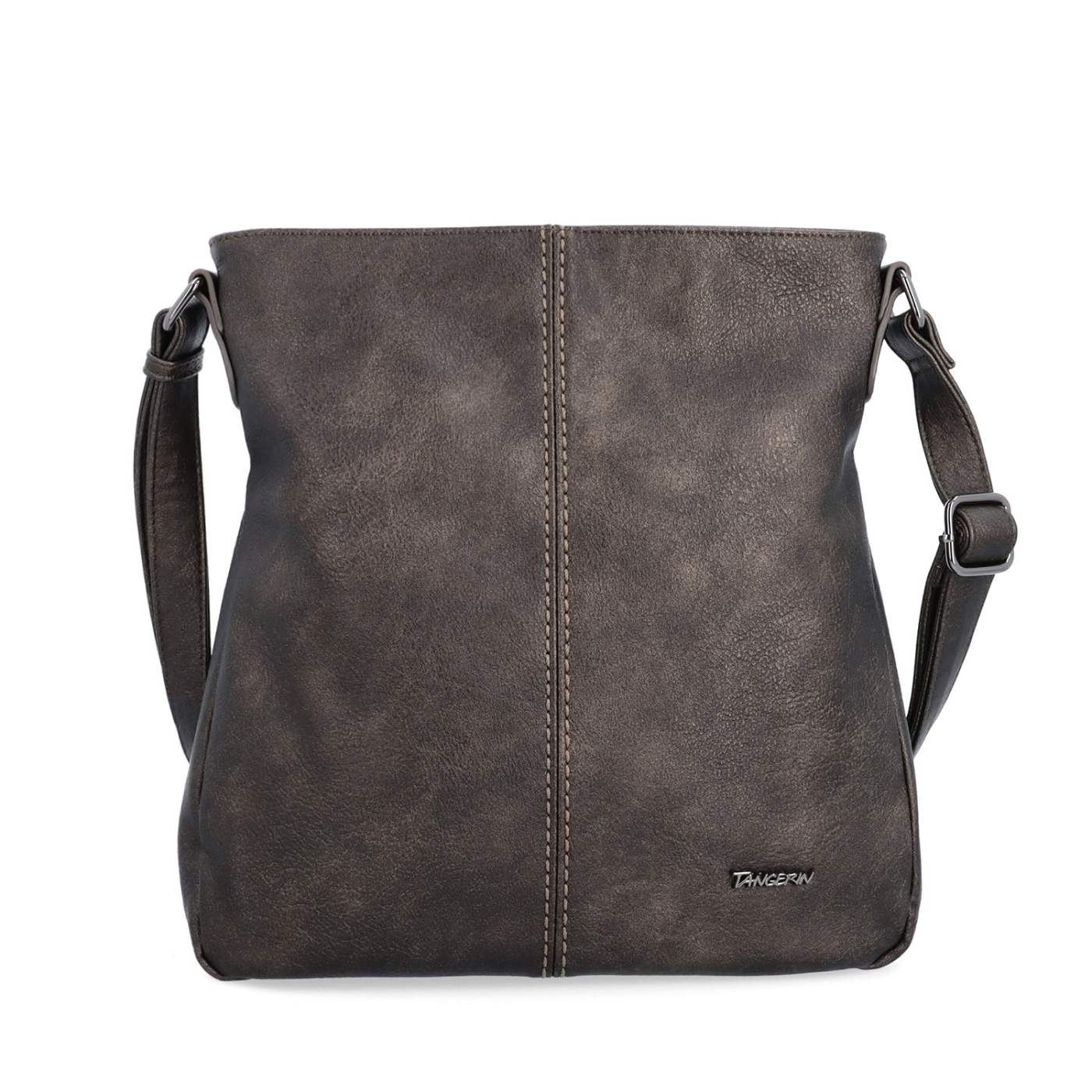 Crossbody kabelka s jednoduchým prošíváním Tangerin materiál syntetická kůže zapínání na zip barva šedá velikost střední 8003 ANT Zepředu
