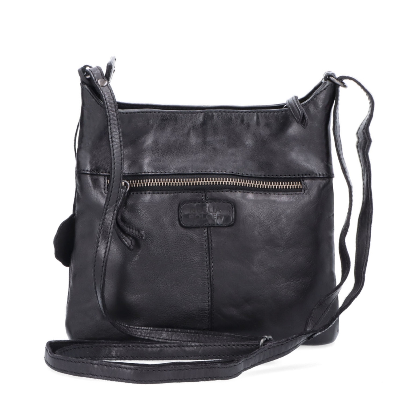 Kožená crossbody kabelka pro každý den Noelia Bolger materiál kůže zapínání na zip barva černá velikost malá NB 2404 C Zezadu
