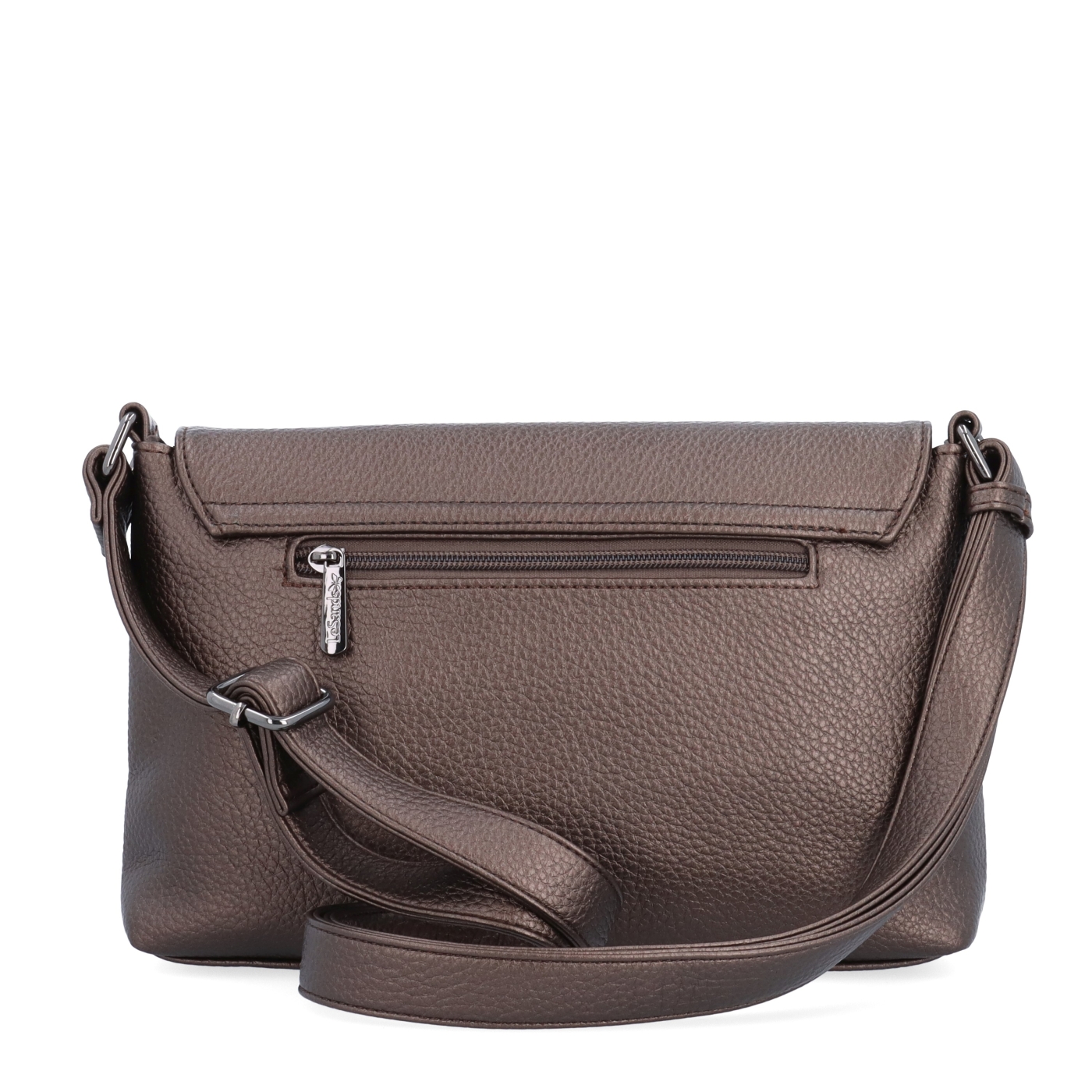 Elegantní crossbody kabelka s klopou Le Sands materiál syntetická kůže zapínání s klopou barva metalická velikost malá 4652 BR Zezadu