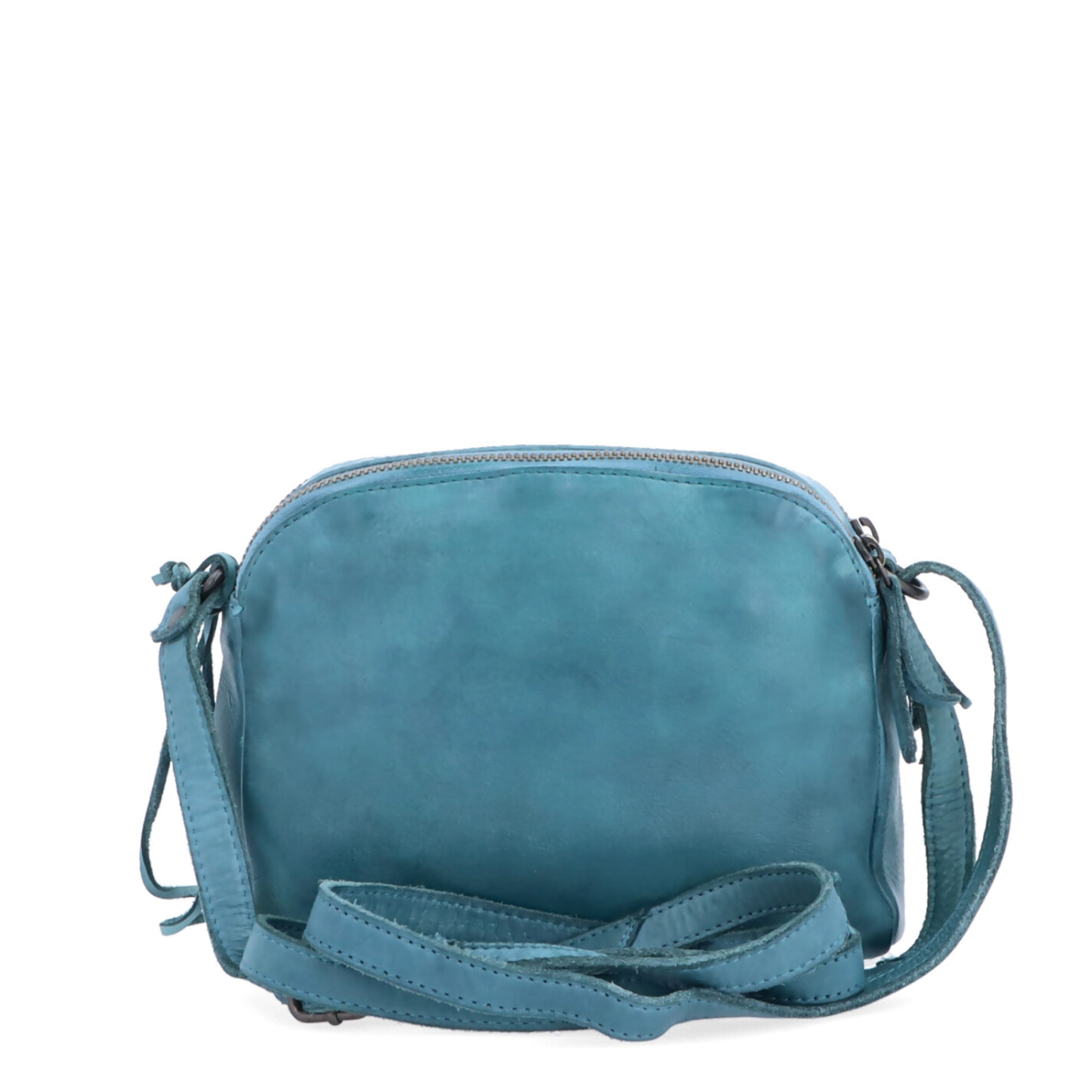 Kvalitní kožená crossbody kabelka Noelia Bolger materiál kůže zapínání na zip barva tyrkysová velikost malá NB 2408 TYR Zezadu