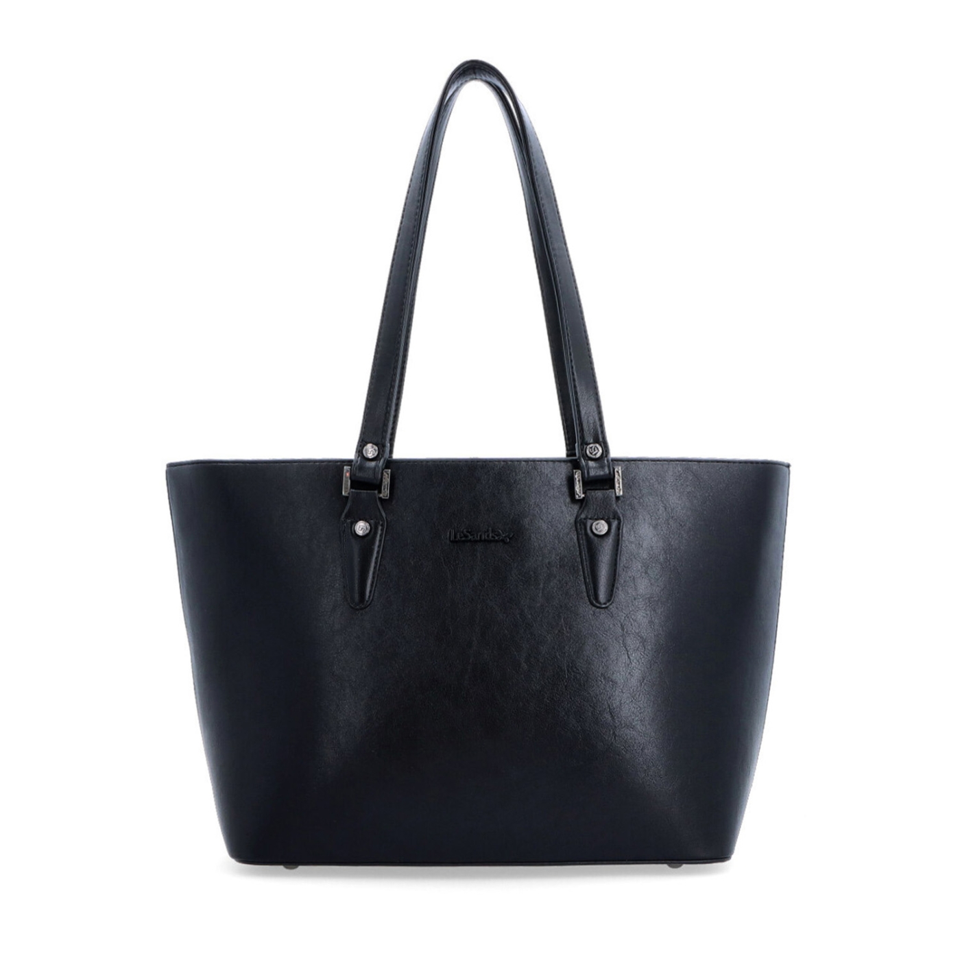 Prostorná shopper kabelka s čistým designem LeSands materiál syntetická kůže zapínání na zip barva černá velikost velká 7719 C Zepředu