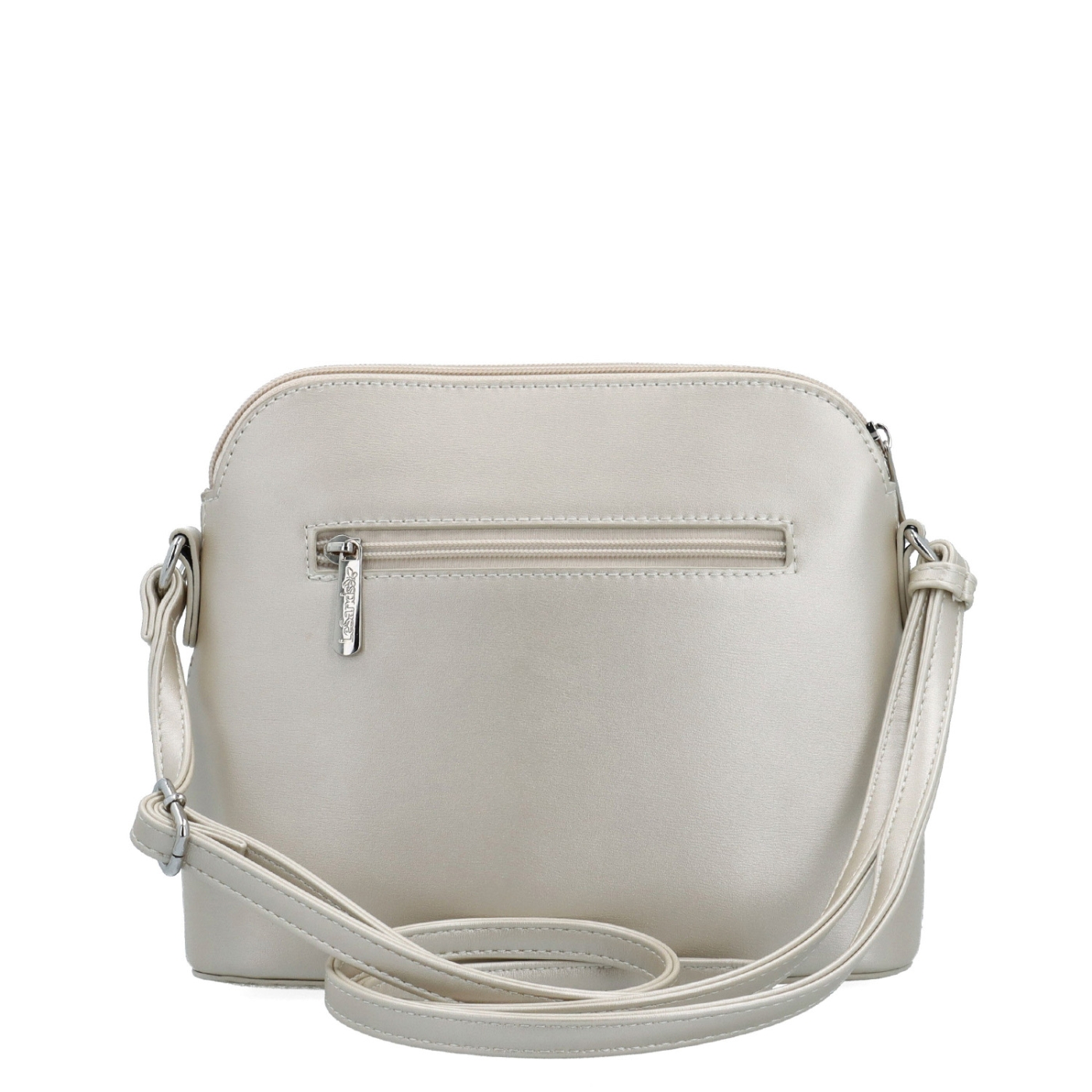 Malá minimalistická crossbody kabelka Le Sands materiál syntetická kůže zapínání na zip barva béžová velikost malá 7712 PRL Zezadu