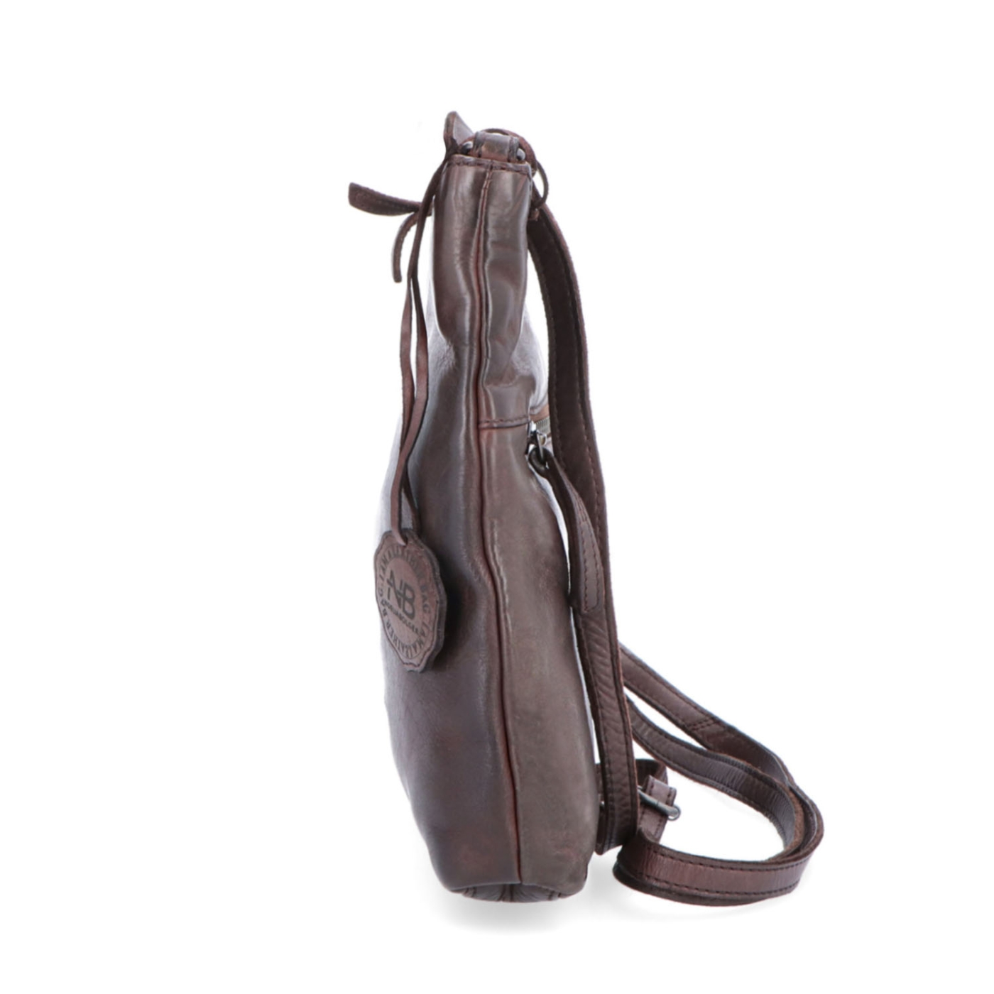 Kožená crossbody kabelka pro každý den Noelia Bolger materiál kůže zapínání na zip barva hnědá velikost malá NB 2404 H Z boku