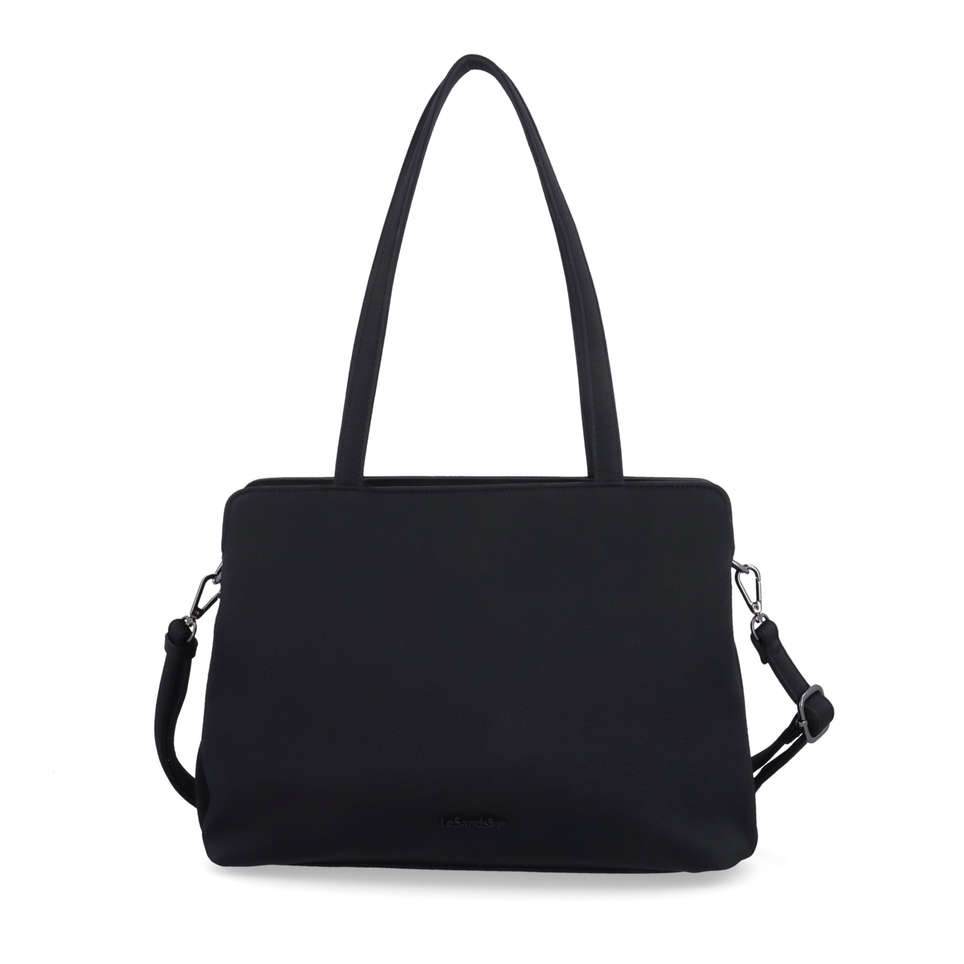 Elegantní kabelka s odnímatelným crossbody popruhem Le Sands materiál syntetická kůže zapínání na zip barva černá velikost střední 4649 C Zepředu