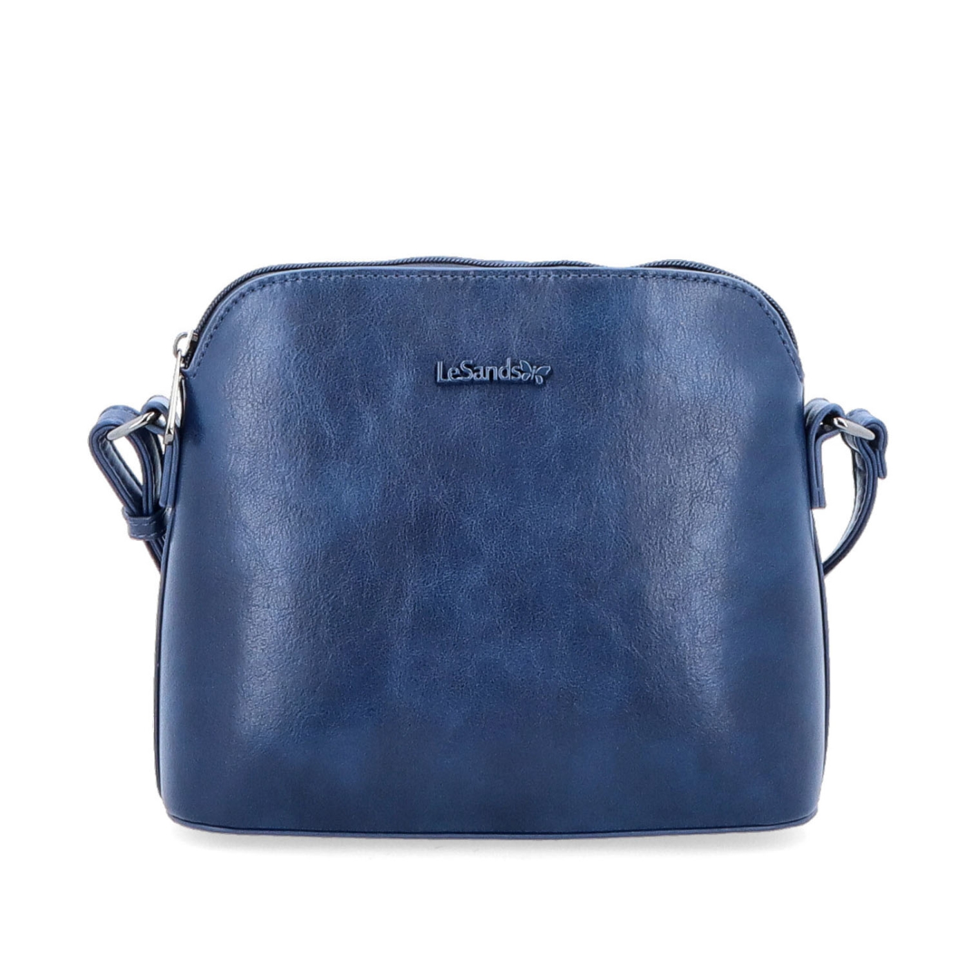 Malá minimalistická crossbody kabelka Le Sands materiál syntetická kůže zapínání na zip barva modrá velikost malá 7712 TM Zepředu