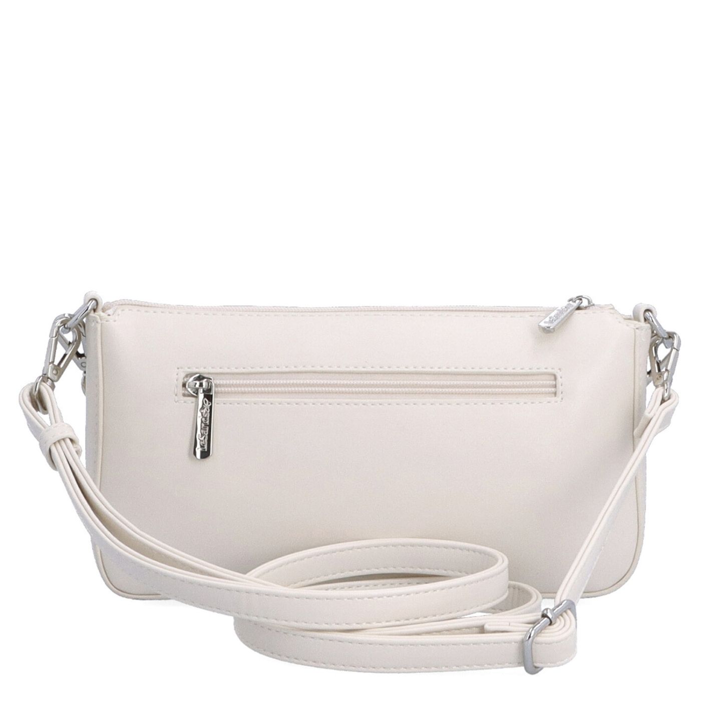 Malá crossbody kabelka s ozdobným řetízkem Le Sands materiál syntetická kůže zapínání na zip barva béžová velikost malá 7714 BE Zezadu