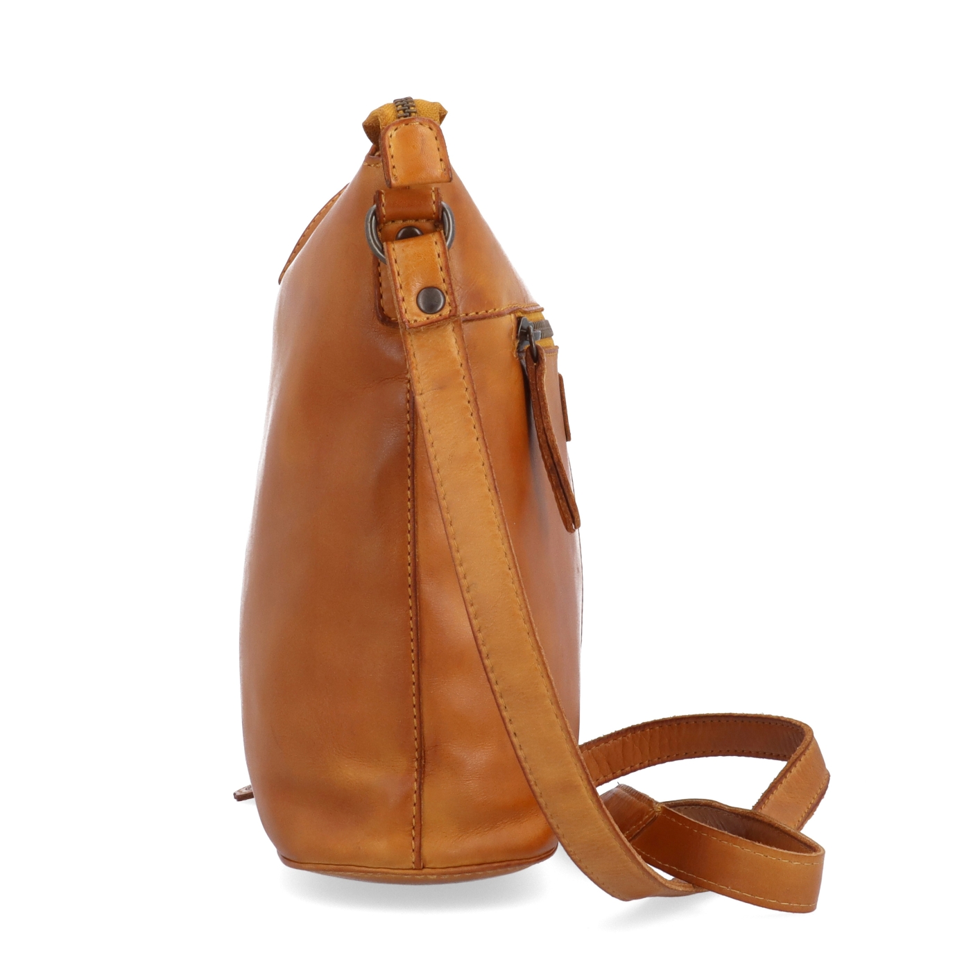 Crossbody kabelka v nadčasovém designu Noelia Bolger materiál kůže zapínání na zip barva žlutá velikost střední NB 2431 ZLU Z boku