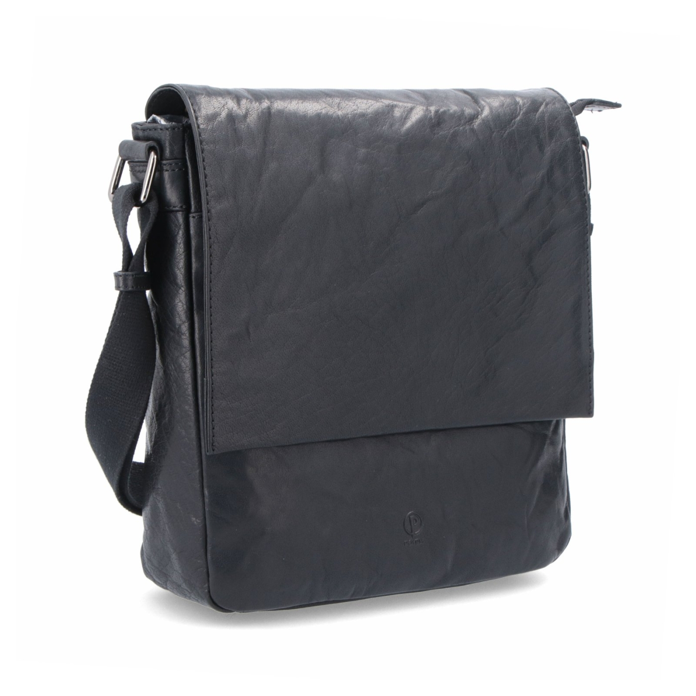 Kožená crossbody klopna Poyem materiál kůže zapínání s klopou barva černá velikost střední 2207 Poyem C