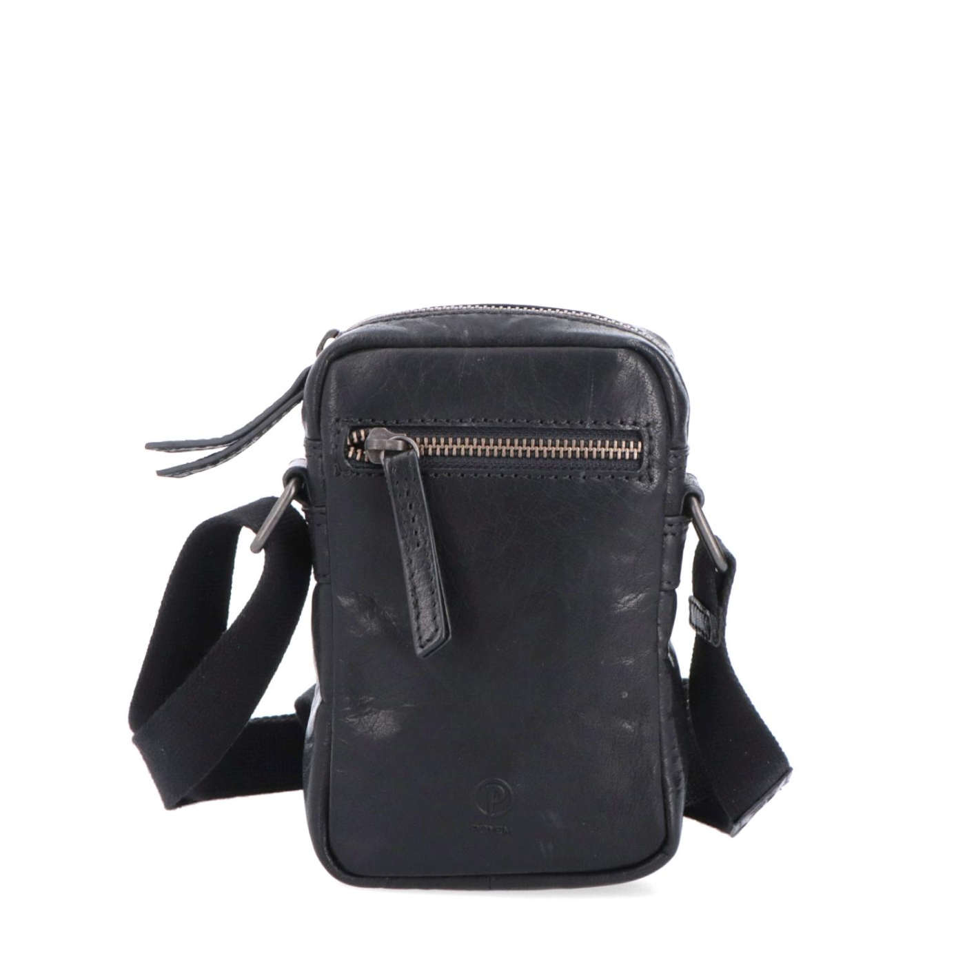 Malá kožená crossbody Poyem materiál kůže zapínání na zip barva černá velikost malá 2220 Poyem C Zepředu