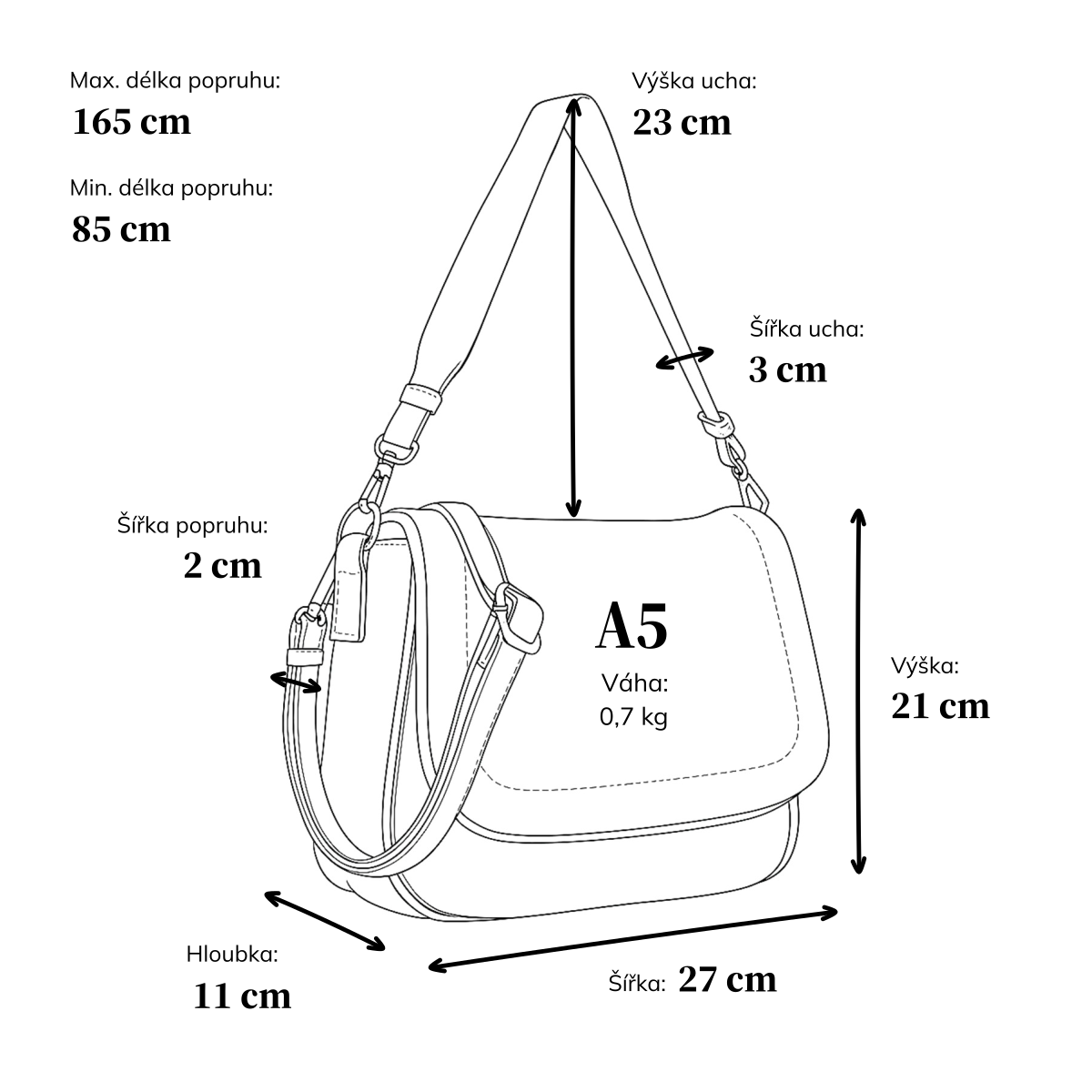 Dámská crossbody kabelka s jemnou strukturou Carmelo materiál syntetická kůže zapínání s klopou barva růžová velikost střední 4361 LI Rozměry