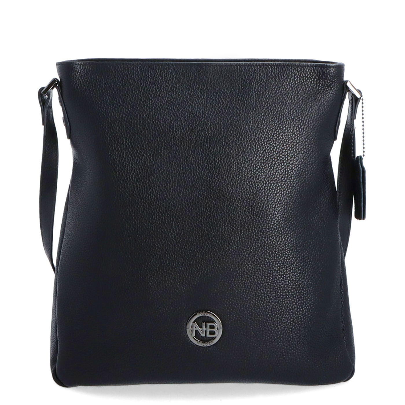 Minimalistická kožená crossbody kabelka pro každý den Noelia Bolger materiál kůže zapínání na zip barva černá velikost střední NB 3005 C Zepředu