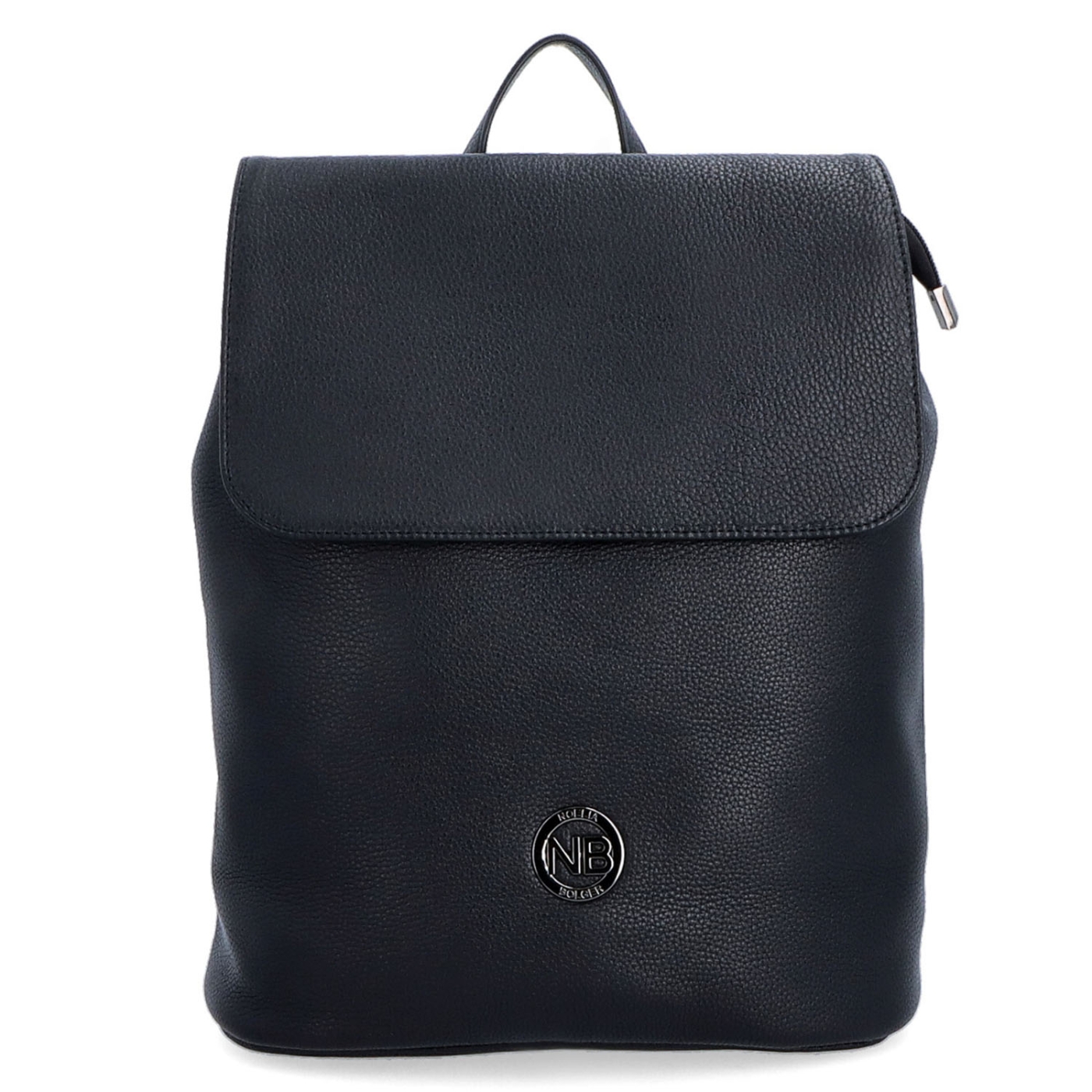 Minimalistický kožený městský batoh s klopou Noelia Bolger materiál kůže zapínání na zip barva černá velikost střední NB 3007 C Zepředu