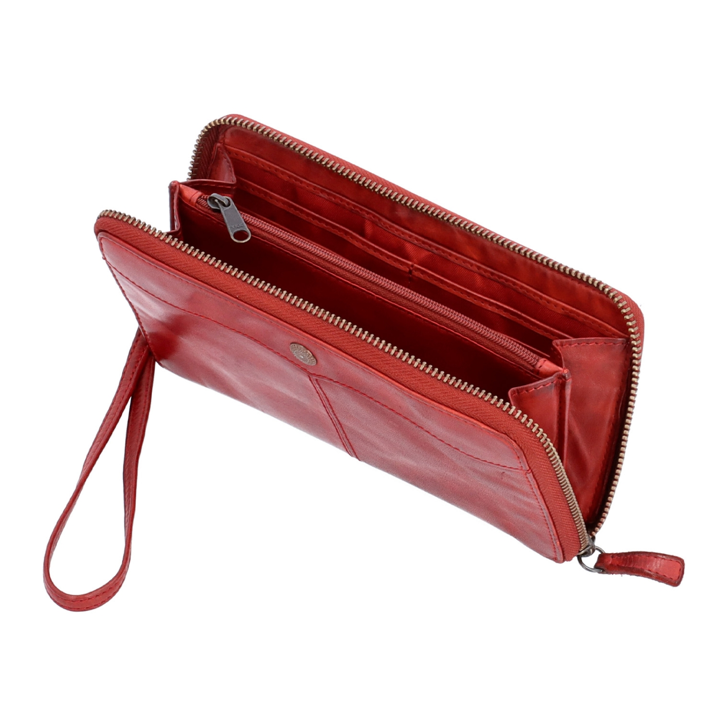 Podlouhlá kožená peněženka s prošíváním Noelia Bolger materiál kůže zapínání na zip barva červená velikost velká 5125 NB CV Shora