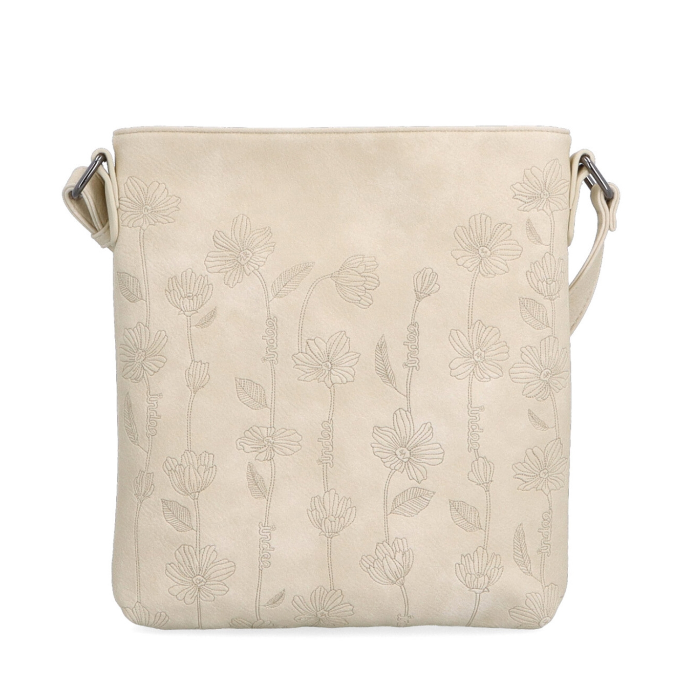Středně velká crossbody kabelka s motivem Indee materiál syntetická kůže zapínání na zip barva béžová velikost malá 6329 BE Zepředu